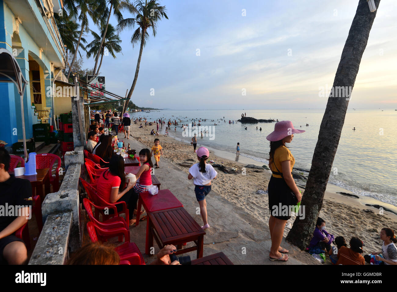 Beach bar at sunset, Duong Dong on the island of Phu Quoc, Vietnam