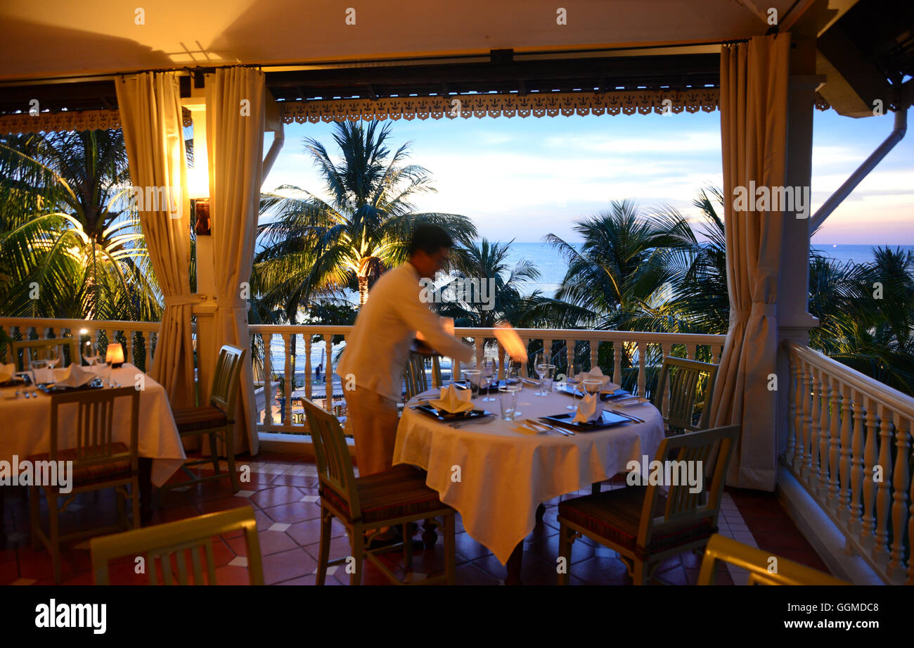 Hotel veranda at Longbeach on the island of Phu Quoc, Vietnam, Asia Stock Photo