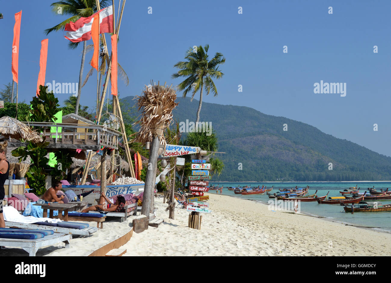 Beach bar on the island Lipe, Andaman Sea, South- Thailand, Thailand, Asia Stock Photo
