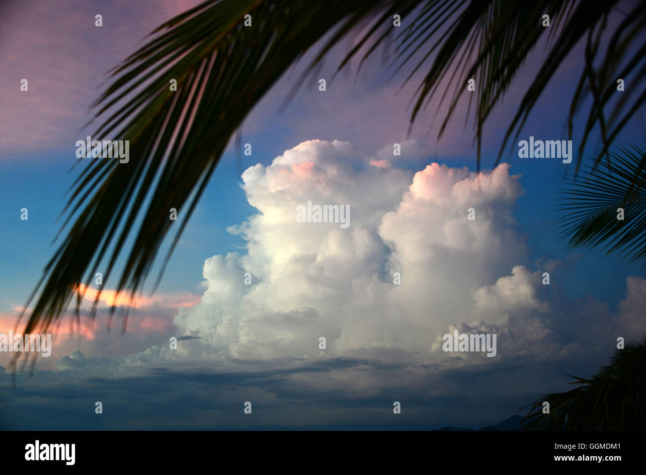 Sunset on Kai Bae beach, Island of Chang, Golf of Thailand, Thailand Stock Photo
