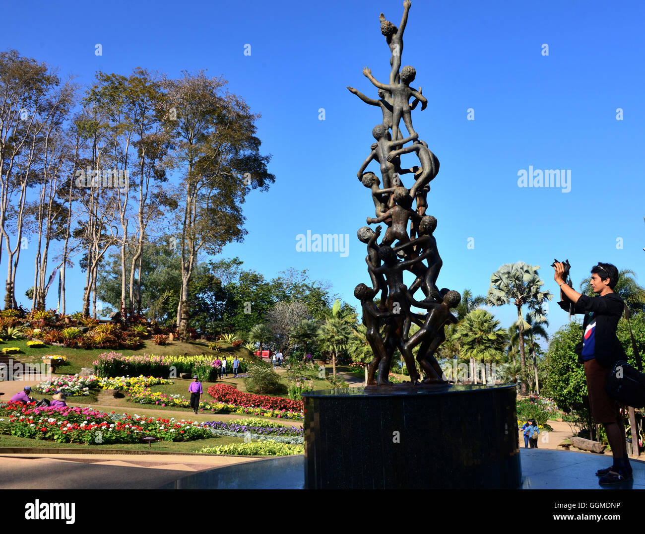 Doi Tung with Mae Fah Luang-Palace gardens near Mae Sai, North-Thailand, Thailand Stock Photo