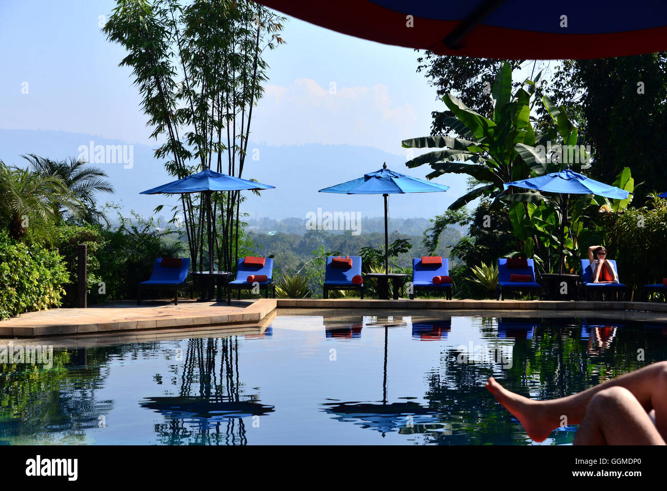 Hotel resort Anantara in the golden triangle near Sop Ruak, North-Thailand, Thailand Stock Photo