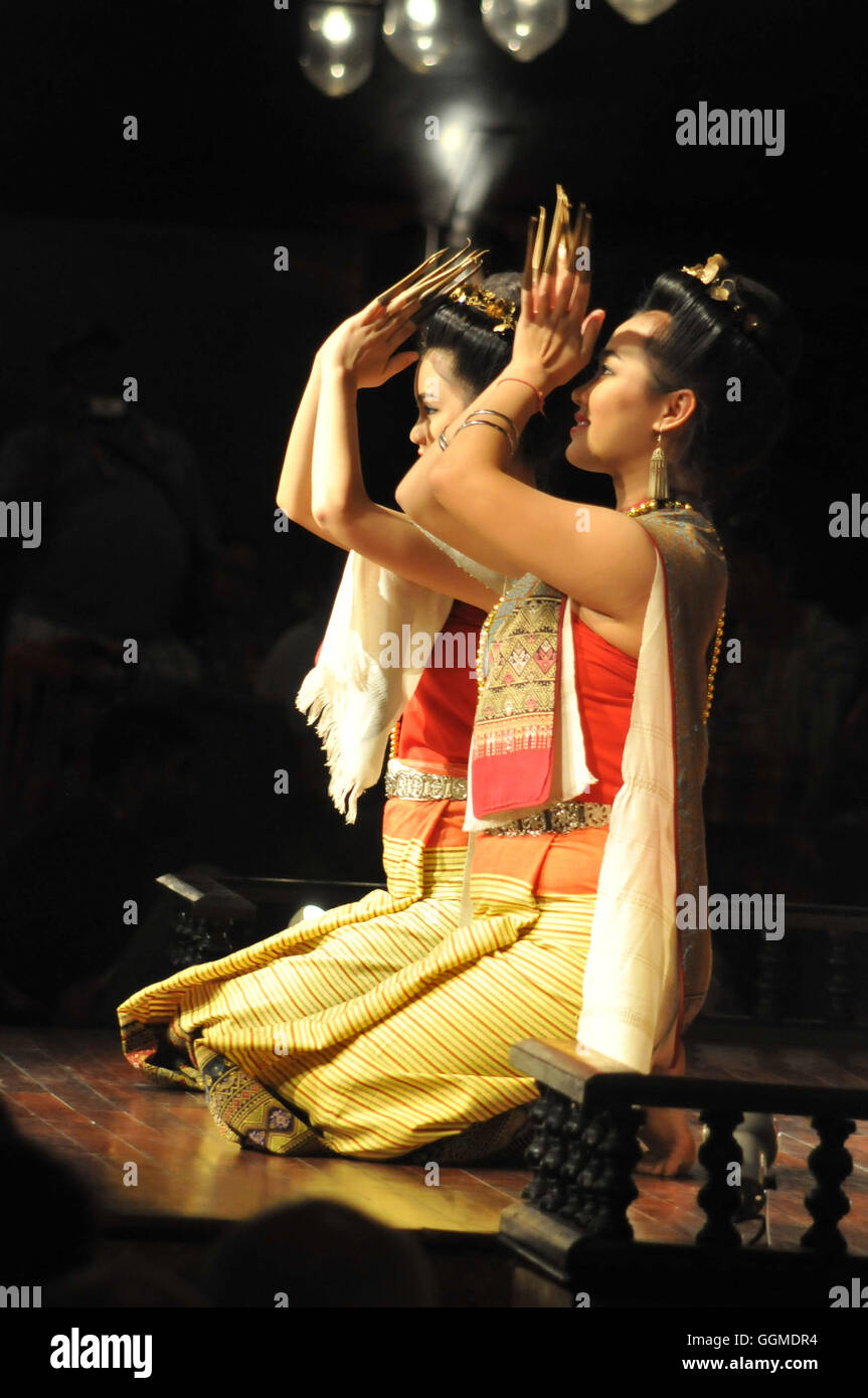 Kantoke Dinner Show in Old Chiang Mai Cultural Center, Chiang Mai, North-Thailand, Thailand Stock Photo