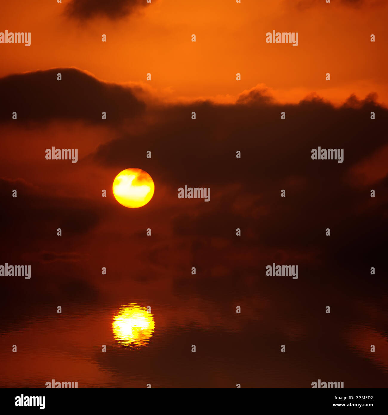 Red sunset over the sea Stock Photo - Alamy