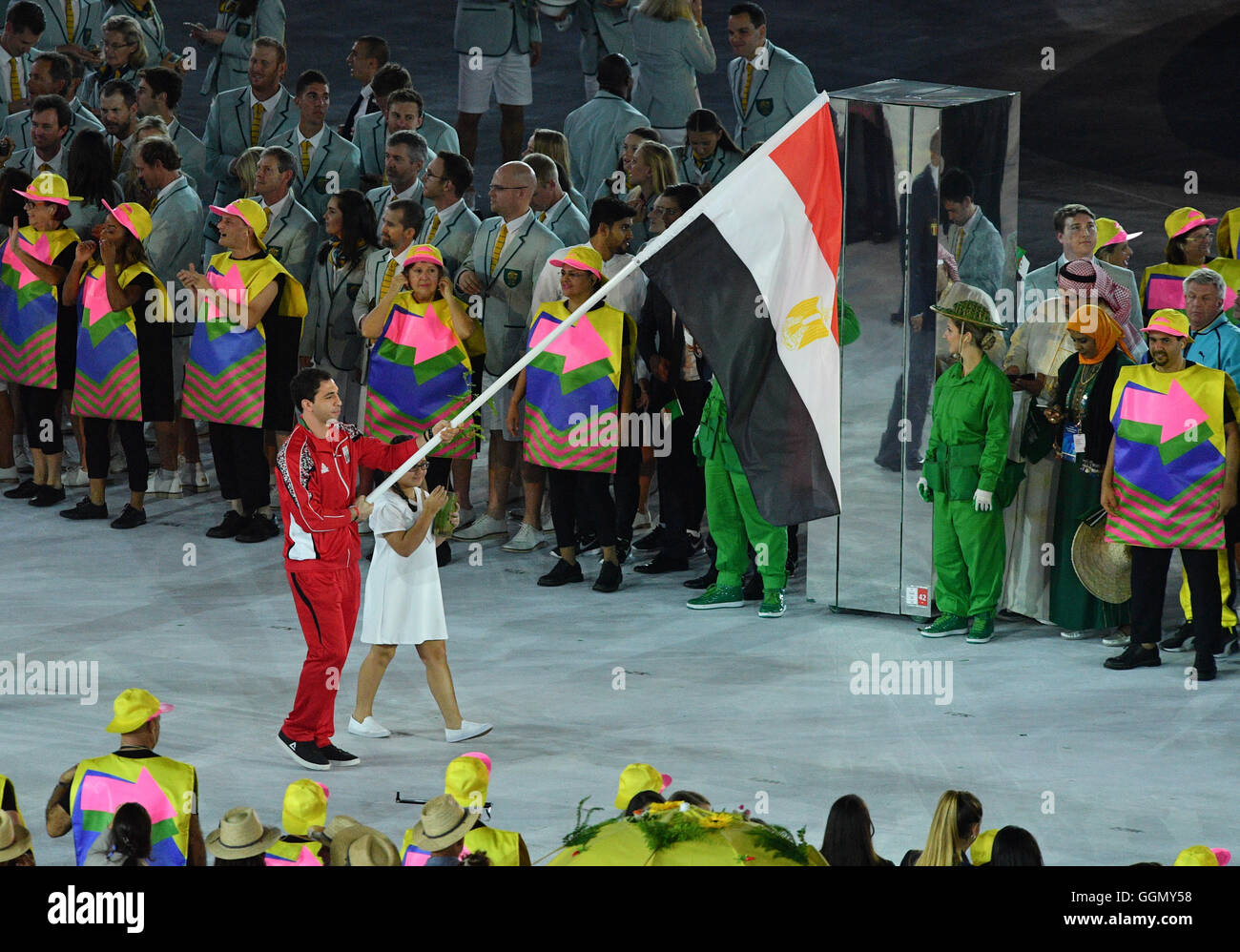 Rio de Janeiro, Brazil. 5th Aug, 2016. Flag bearer Ahmad Elahmar from