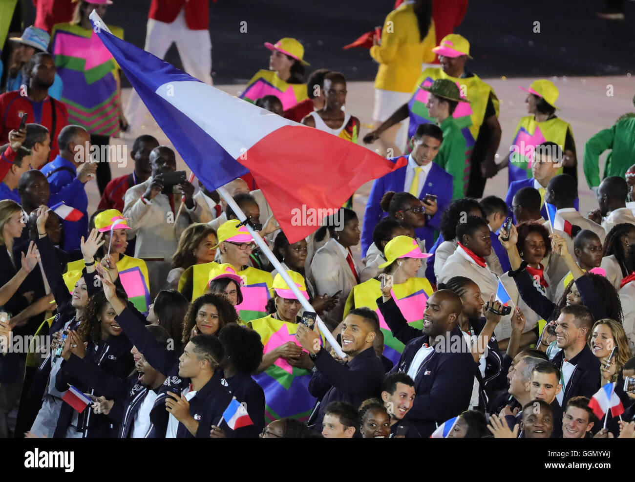 Rio de Janeiro, Brazil. 5th Aug, 2016. Flag bearer Teddy Riner of
