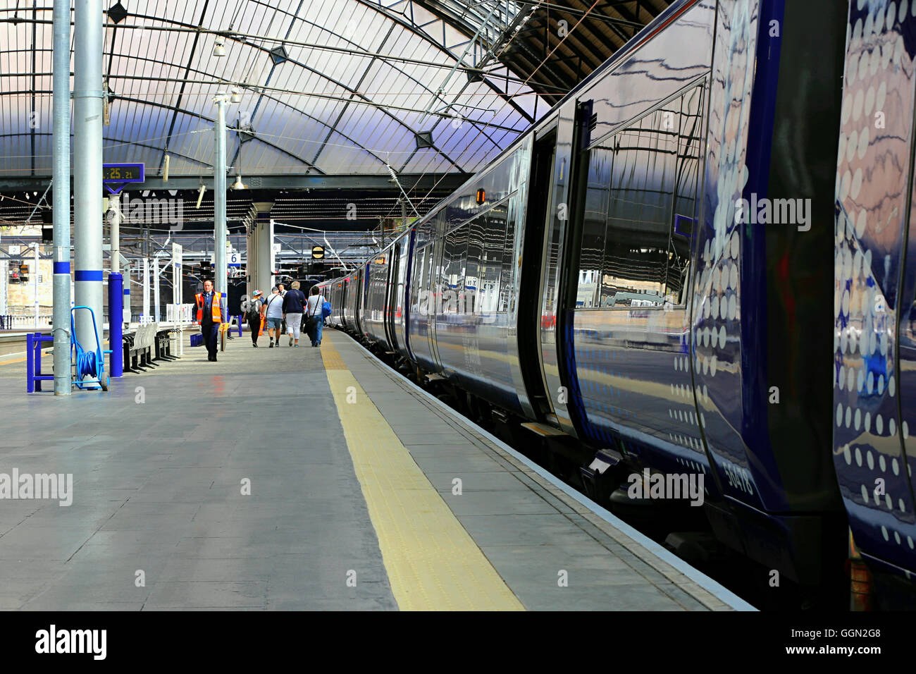 Glasgow to Edinburgh train services return to normal after 10 weeks of closure at Glasgow Queen Street. Stock Photo