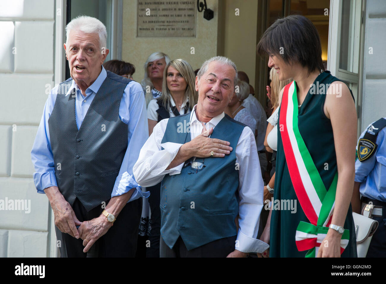 TURIN, ITALY - August 6, 2016: The mayor Chiara Appendino will receive the first declaration  of civil union constitution in Turin.  The first 'civilly united' will Franco and Gianni, respectively 82 and 79 years in a relationship that  has lasted more than 50 years 6 August 2016 in Turin, Italy Credit:  Black Mail Press/Alamy Live News Stock Photo