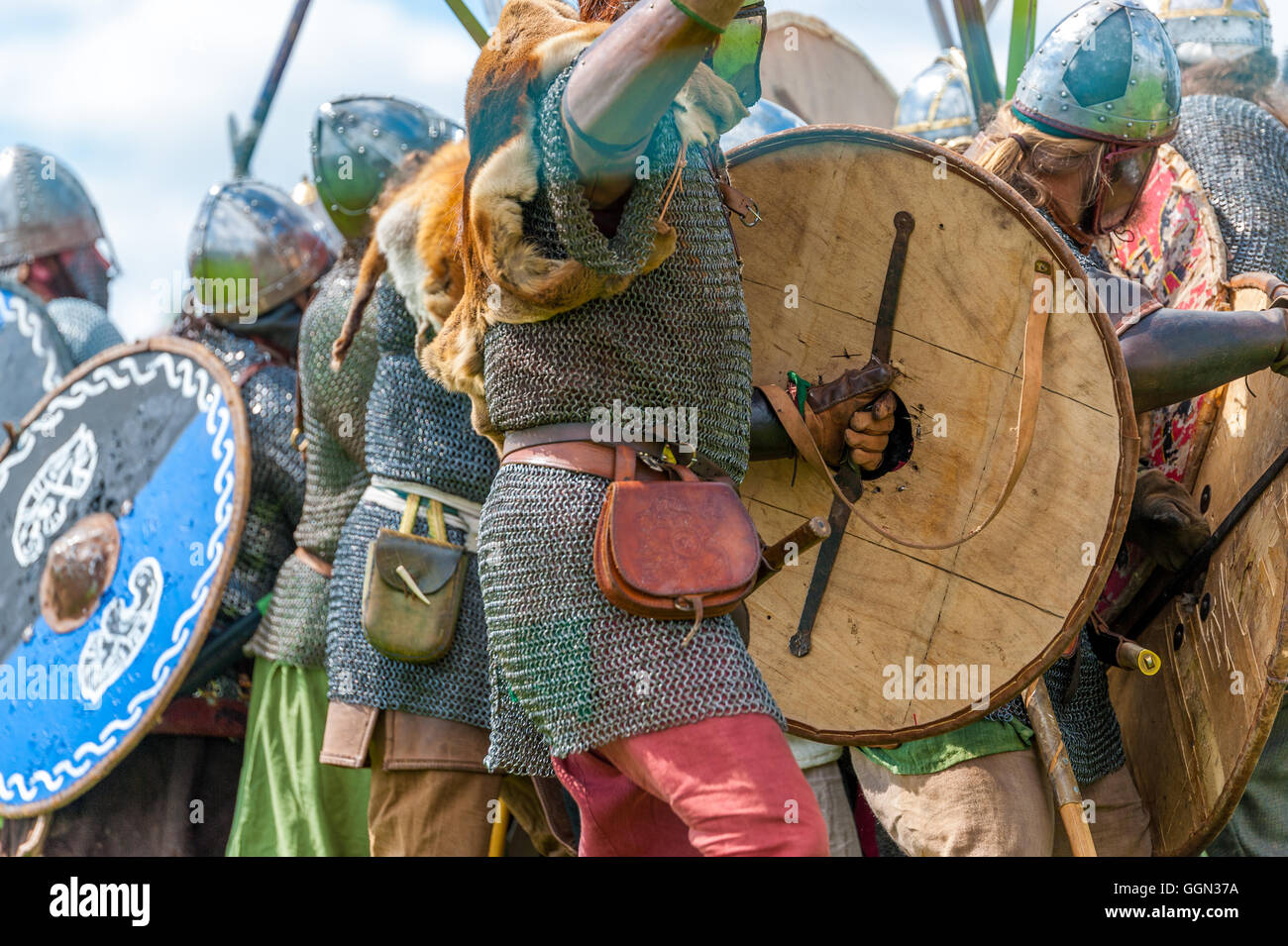 Historical reenactment anglo saxon viking battle hi-res stock ...