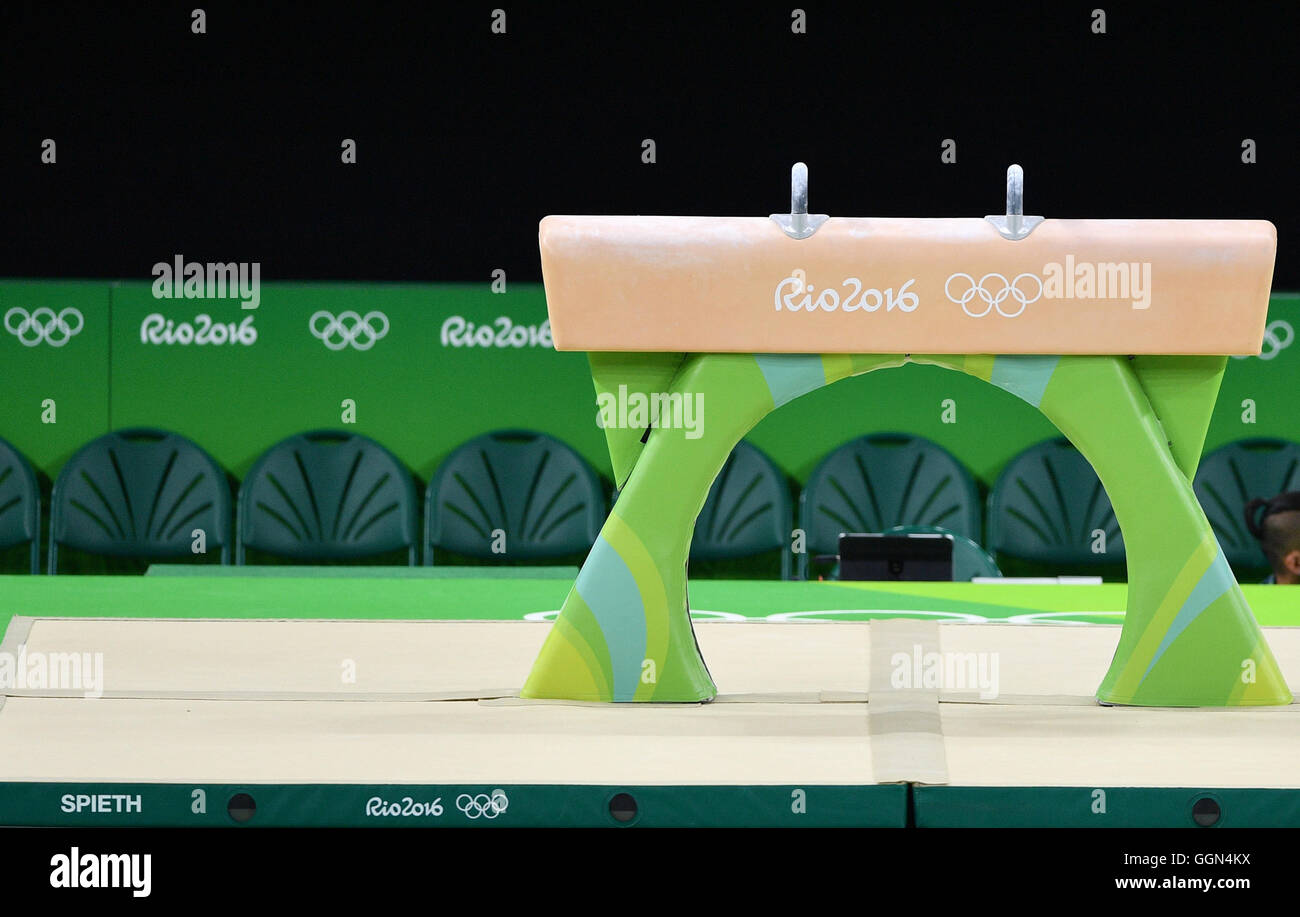 A pommel horse seen at Olympic Arena in Barra during the Artistic