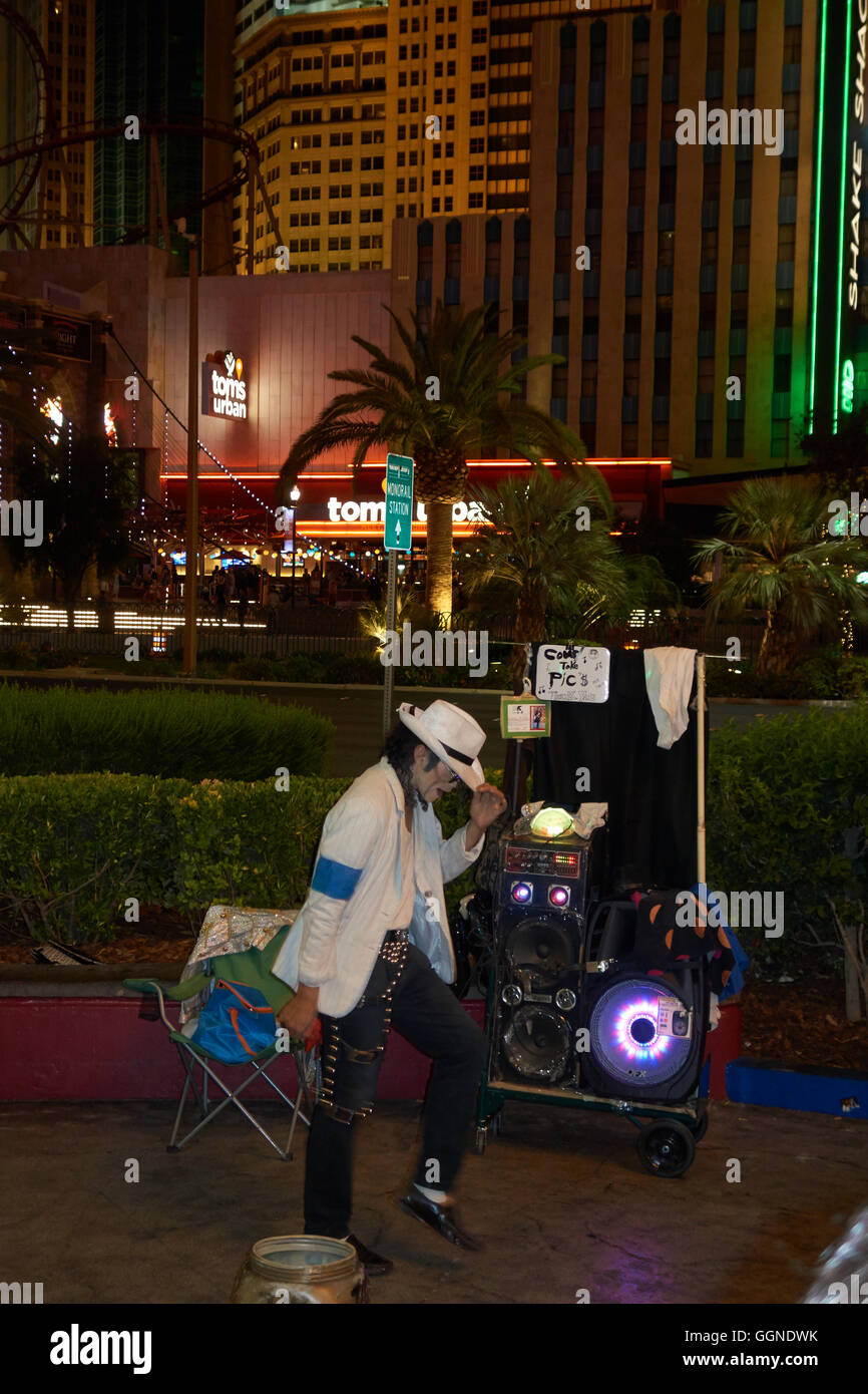 Michael Jackson impersonator Street performer. Las Vegas. Nevada Stock Photo