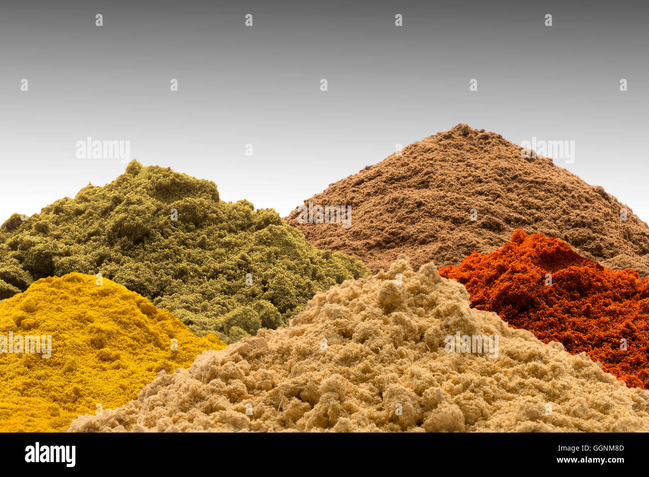 Multicolor piles of powder Stock Photo