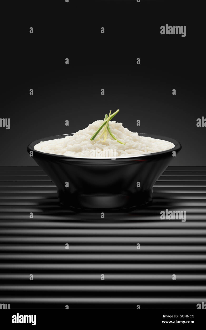 Bowl of white rice Stock Photo