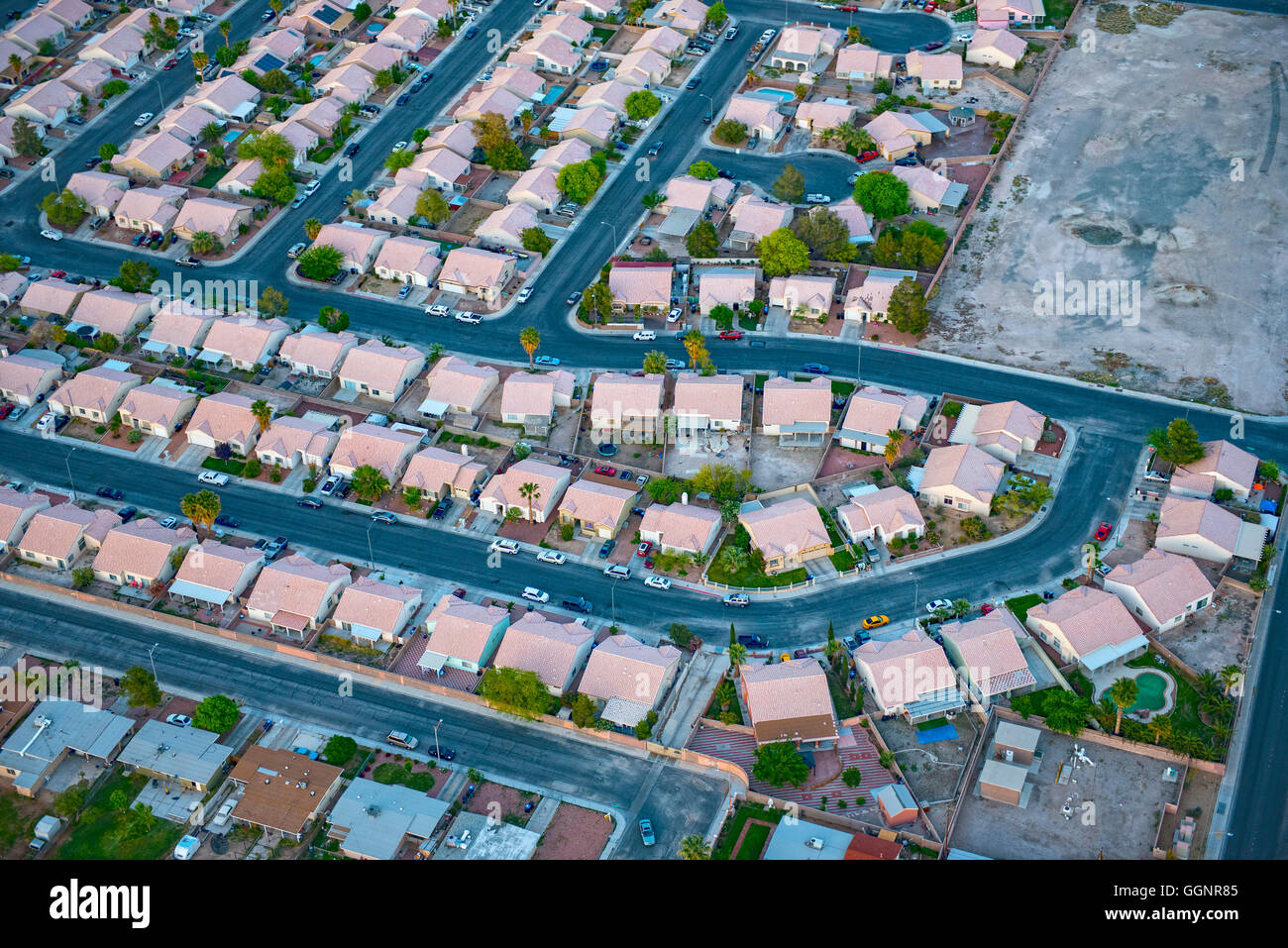 Aerial view of suburban houses, Las Vegas, Nevada, United States Stock