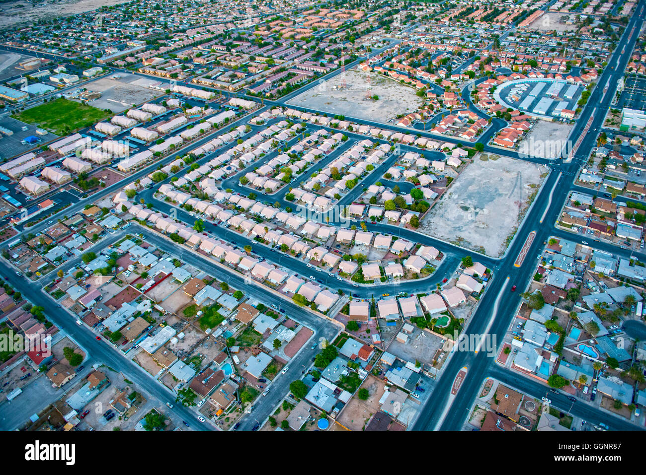 Aerial view of suburban houses, Las Vegas, Nevada, United States Stock