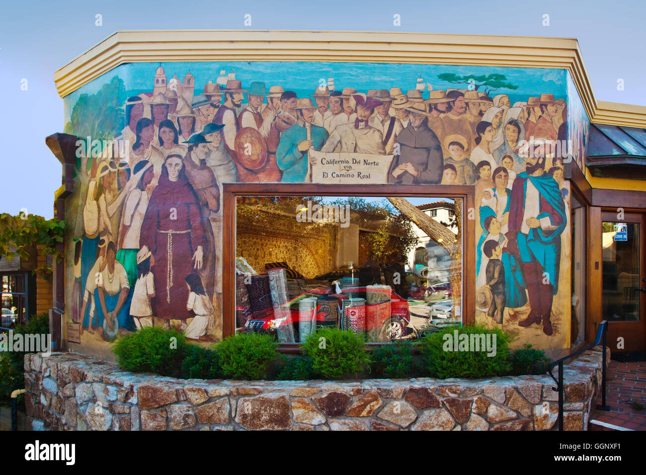 Historical Mural of JUNIPERO SERA and others - CARMEL, CALIFORNIA Stock Photo