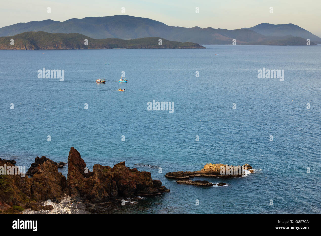 Diamond bay (view from Cu Hin Pass), Nha Trang, Khanh Hoa, Vietnam. Nha Trang is well known for its beaches and scuba diving Stock Photo