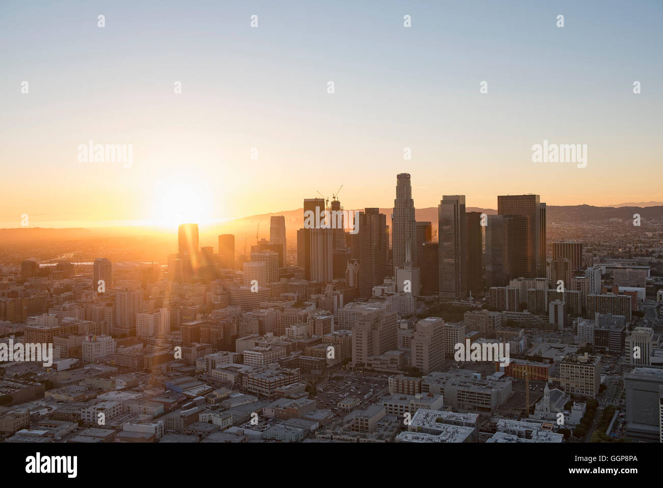 Aerial view of Los Angeles cityscape, California, United States Stock Photo