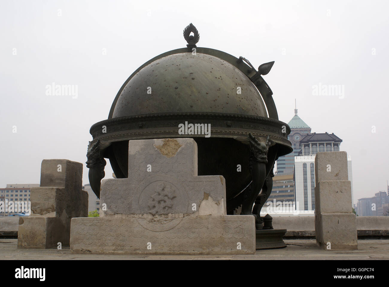 Beijing Ancient Observatory. The celestial globe determines rising and the setting time and azimuth of celestial bodies. Stock Photo