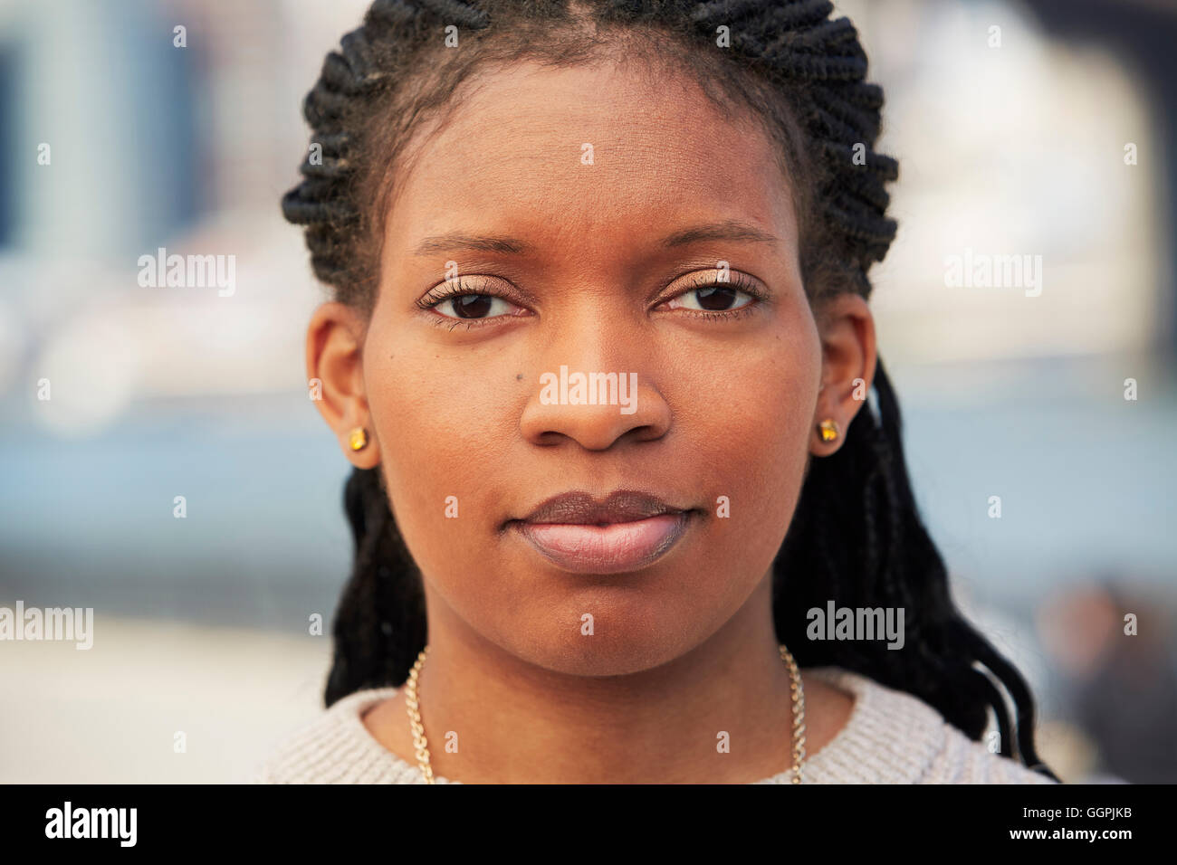 Close up of face of Black woman Stock Photo - Alamy