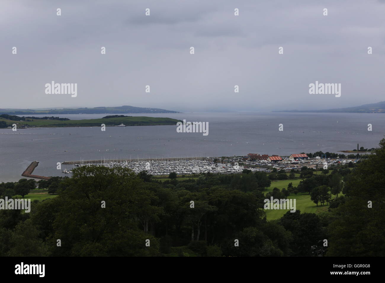 Elevated view of Largs marina and Great Cumbrae island Scotland August 2016 Stock Photo Alamy