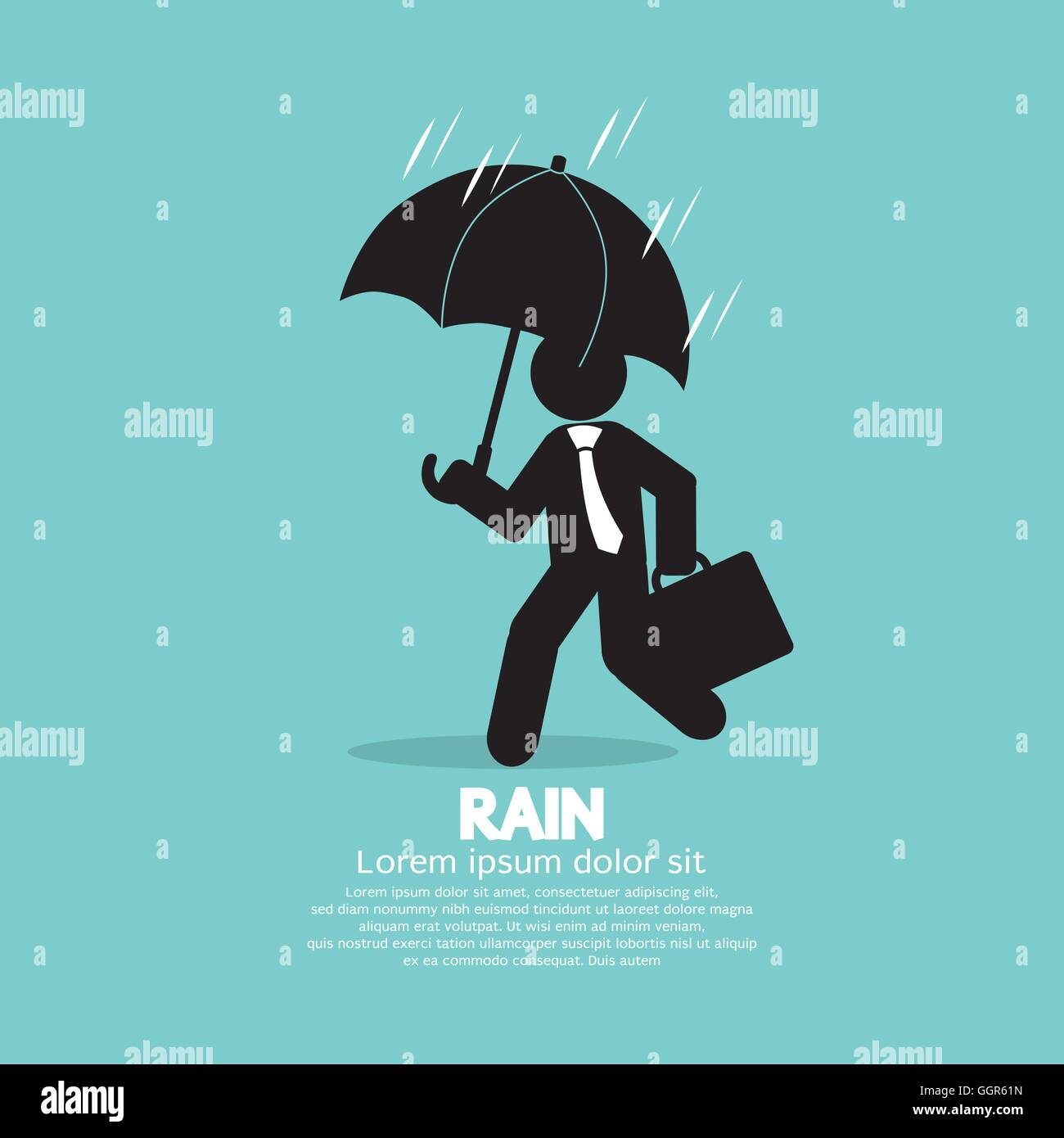 Black Symbol Of Businessman With Umbrella In The Rain Vector ...