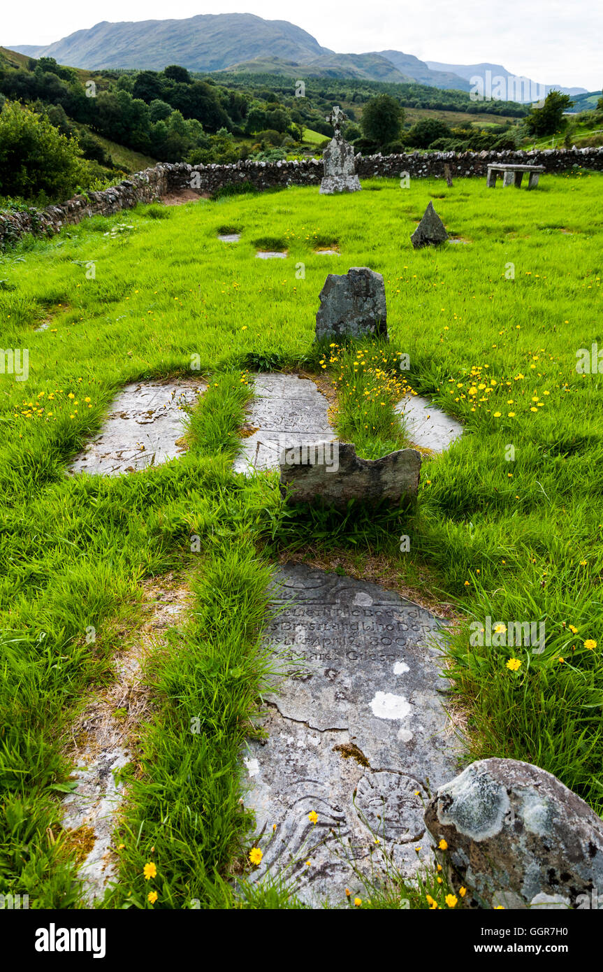 Kiltiernan Graveyard a 17th century cemetery, Ardara, County Donegal, Ireland Stock Photo