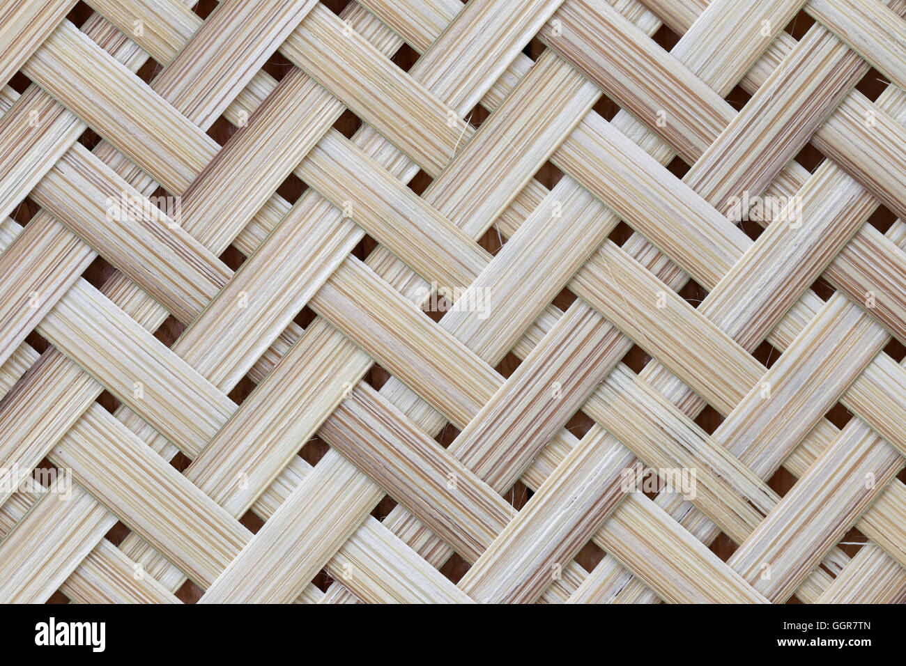 wooden surface of pattern wicker bamboo in handmade for texture design nature background. Stock Photo