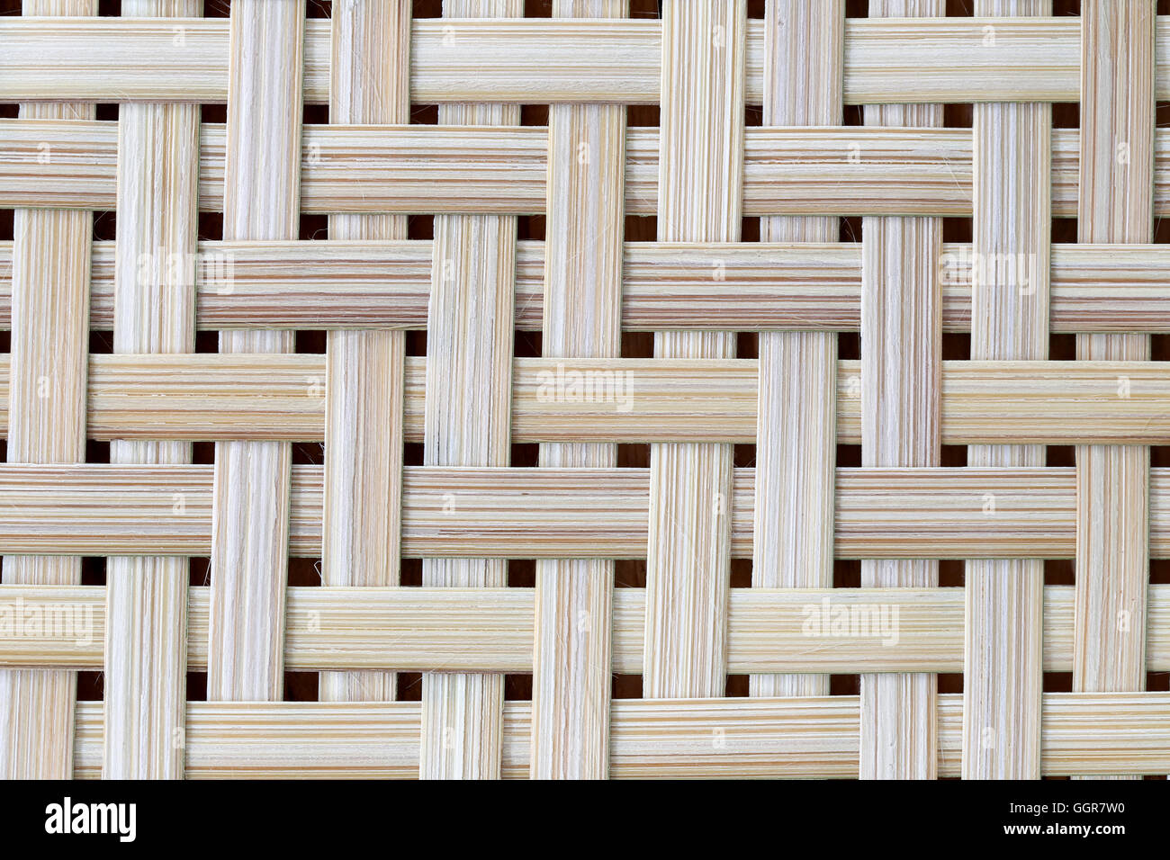 wooden surface of pattern wicker bamboo in handmade for texture design nature background. Stock Photo