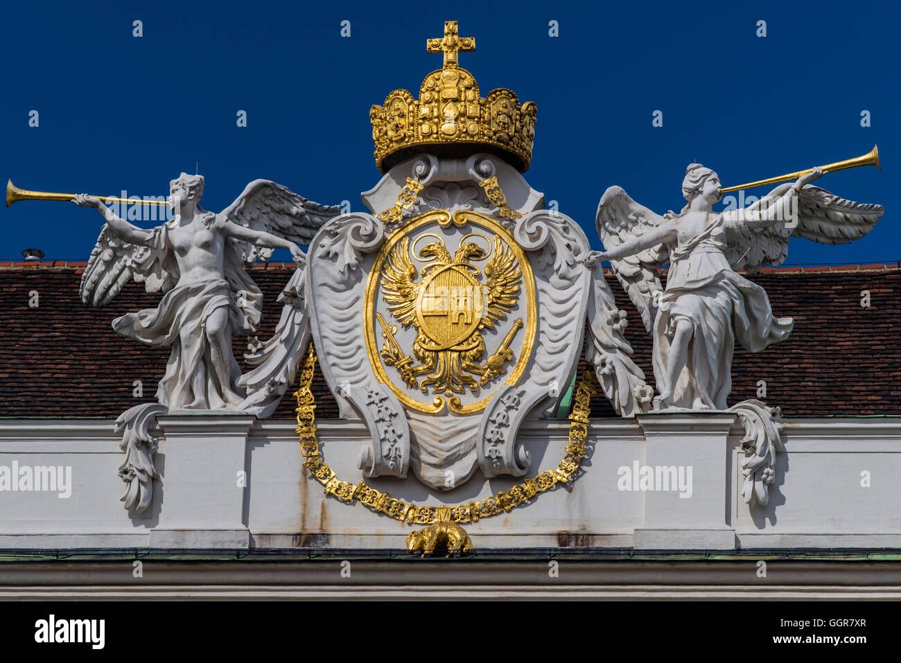 Habsburg coat of arms, Hofburg Palace, Vienna, Austria Stock Photo