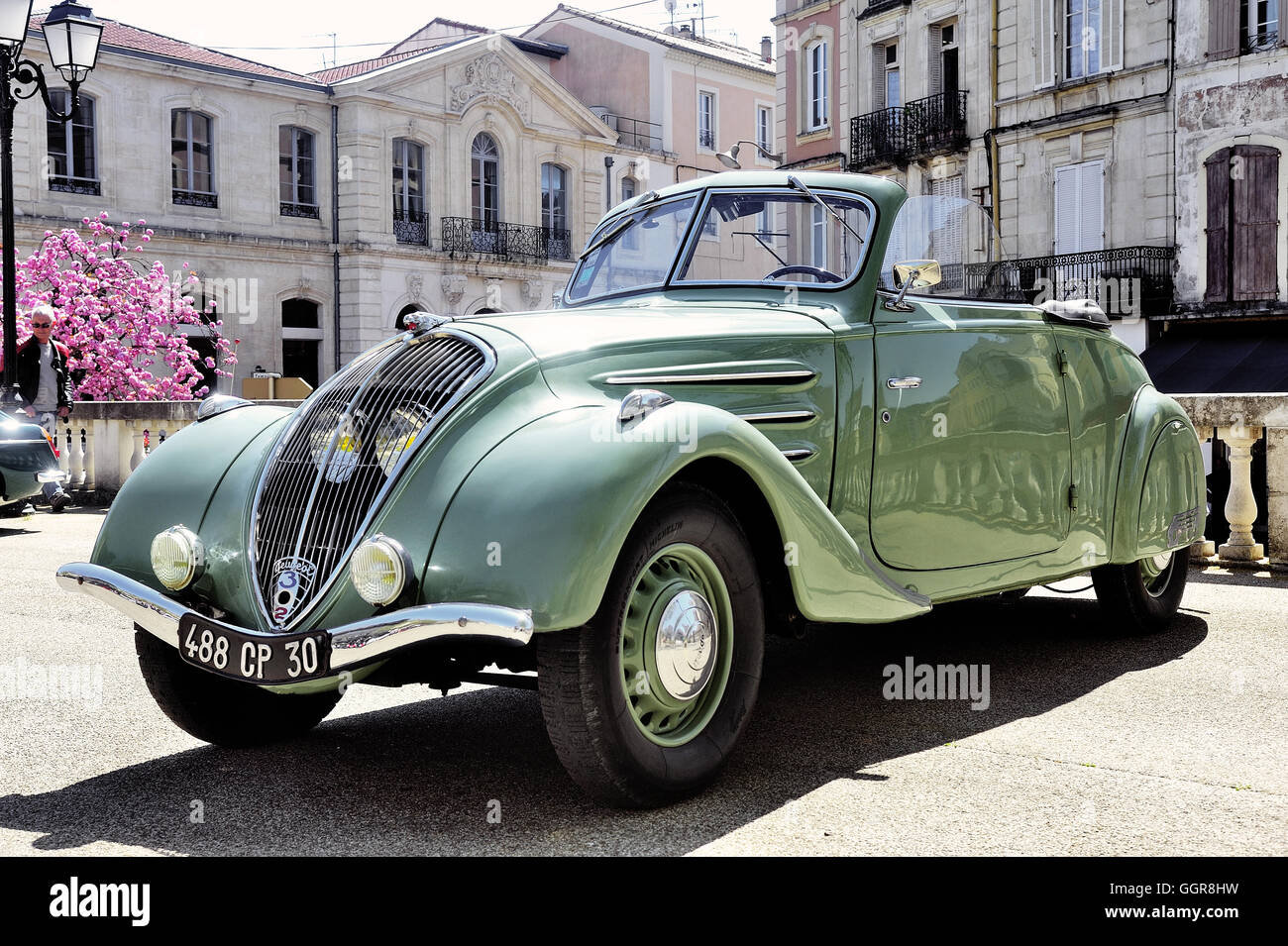 Peugeot 302 manufactured from 1936 to 1938 photographed the rally of  vintage cars Town Hall Square in the town of Ales Stock Photo - Alamy