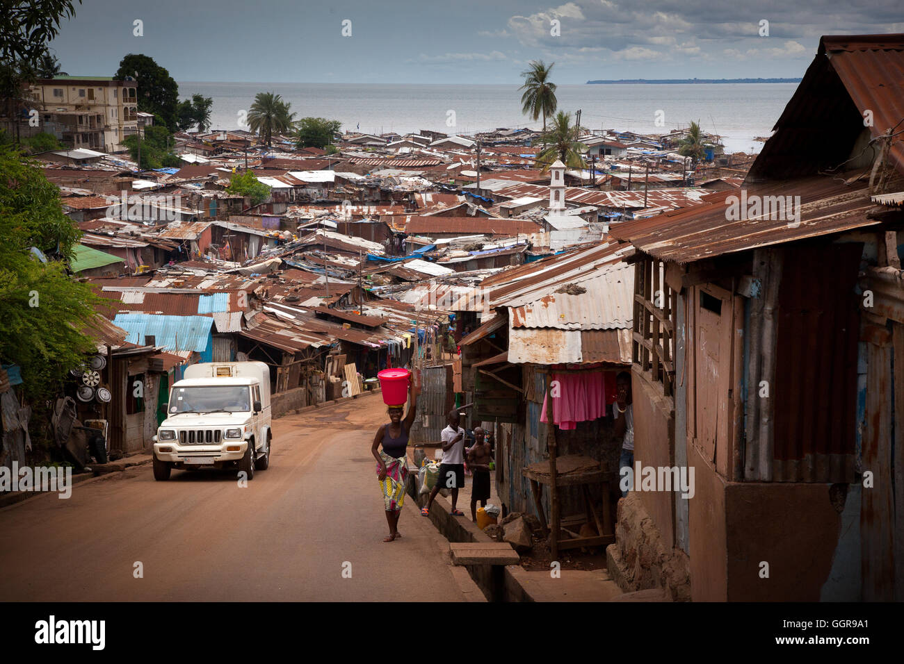 Freetown, Sierra Leone - June 1, 2013: slums of the city Stock Photo