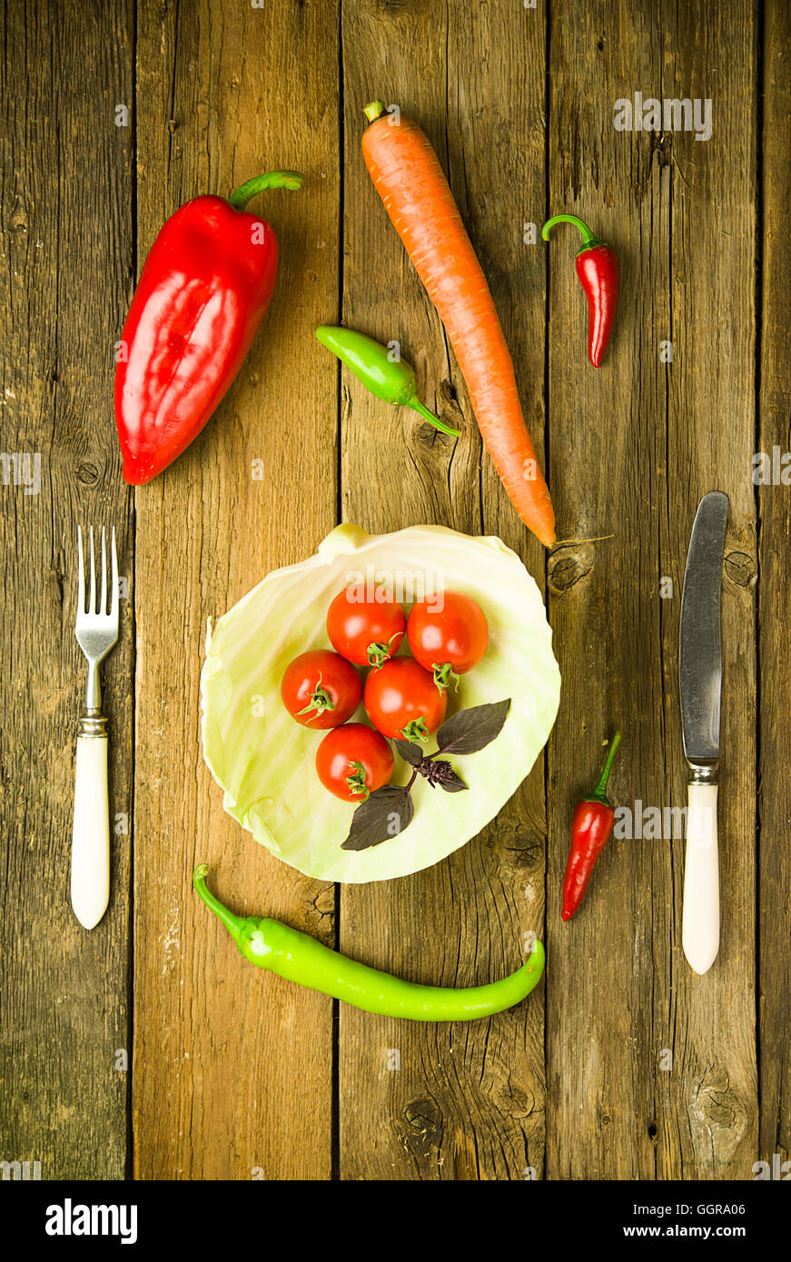 Set of fresh vegetables for a healthy diet Stock Photo