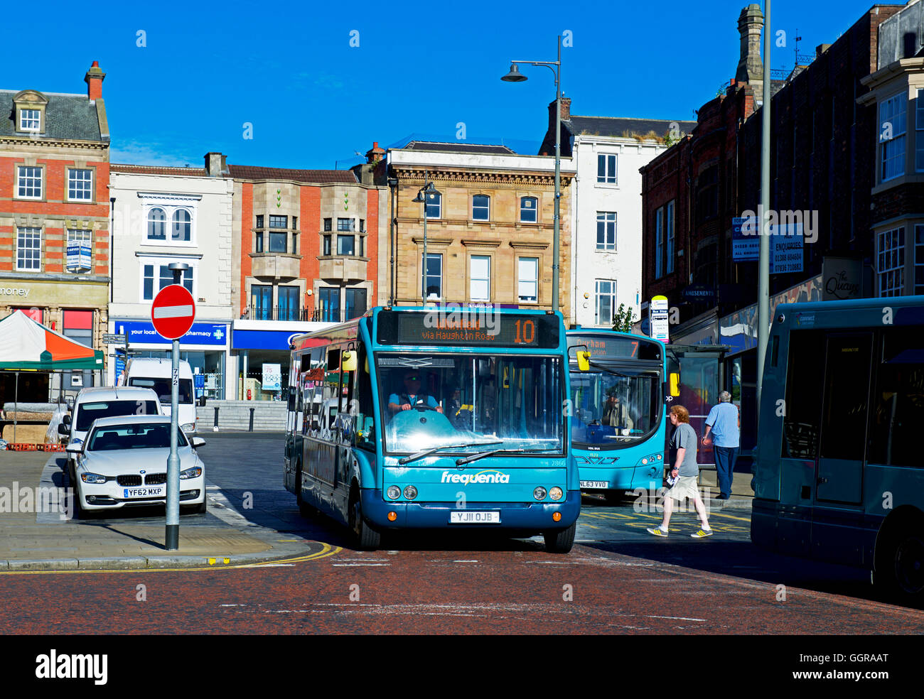 Buses in Darlington, County Durham, England UK Stock Photo