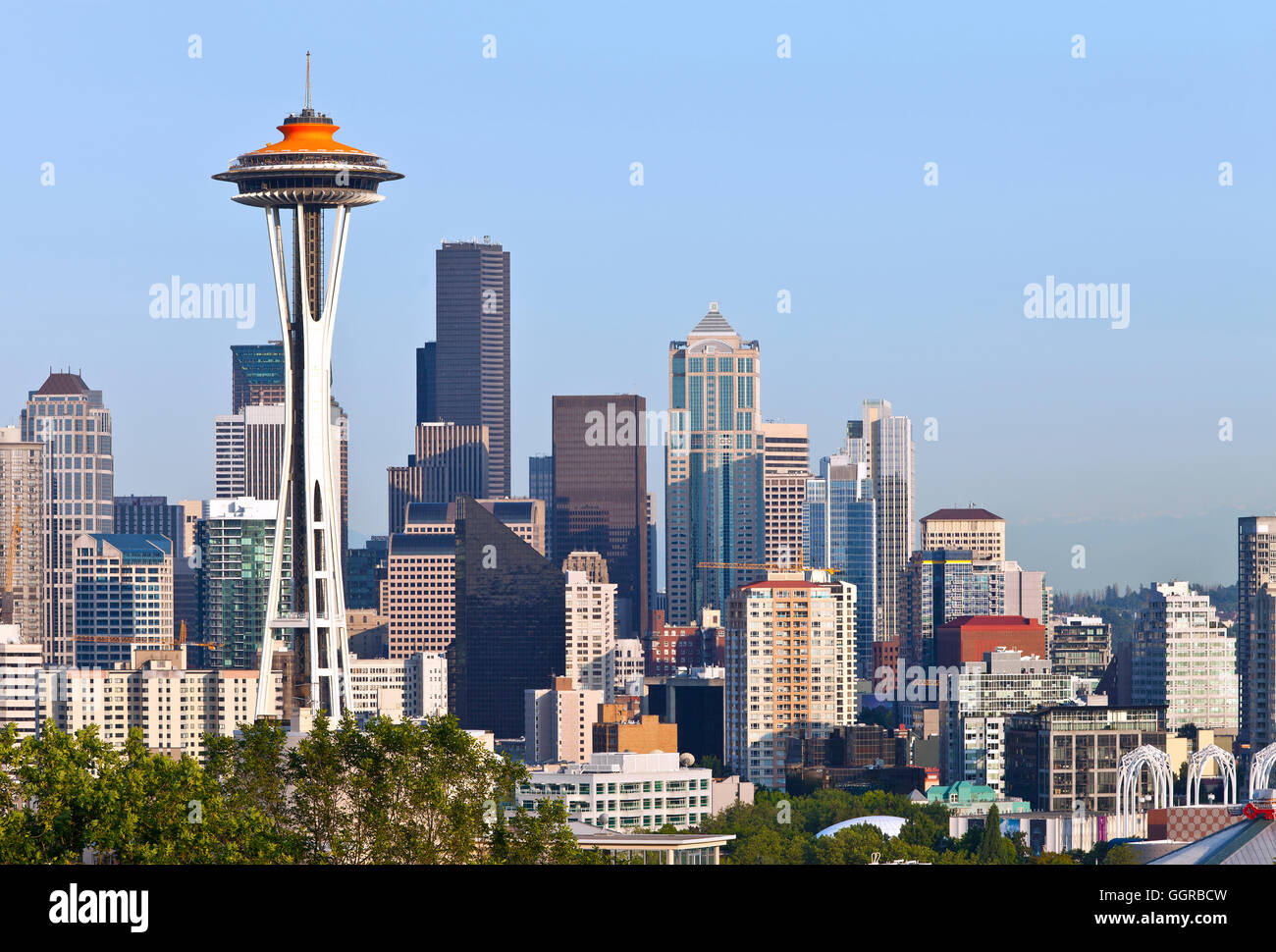Seattle skyline buildings architecture WA state. Stock Photo