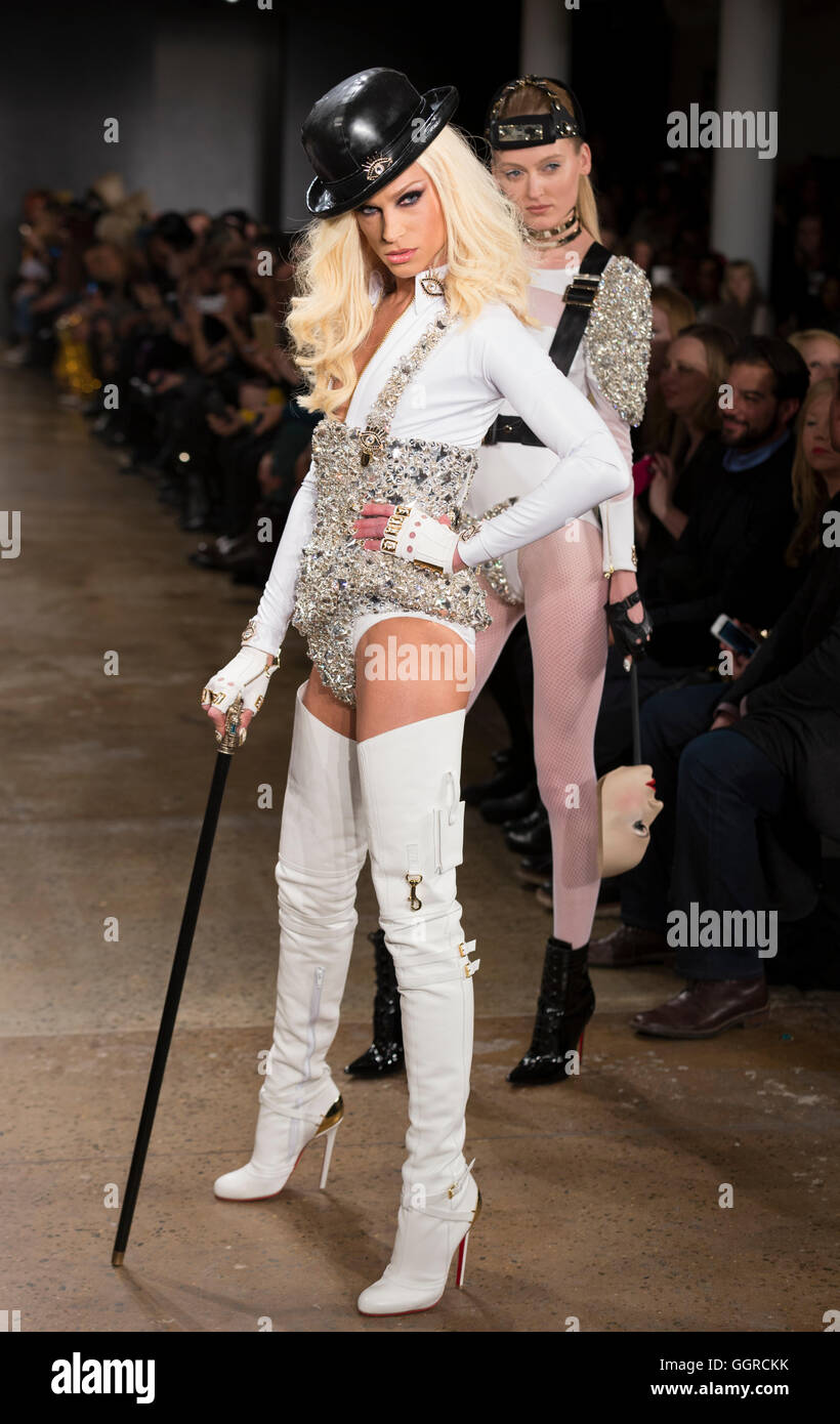 New York, NY - February 18, 2015: Phillipe Blond and model walk runway for  The Blonds, shoes by Christian Louboutin during Fall 2015 Fashion Week in  Milk Studio Stock Photo - Alamy