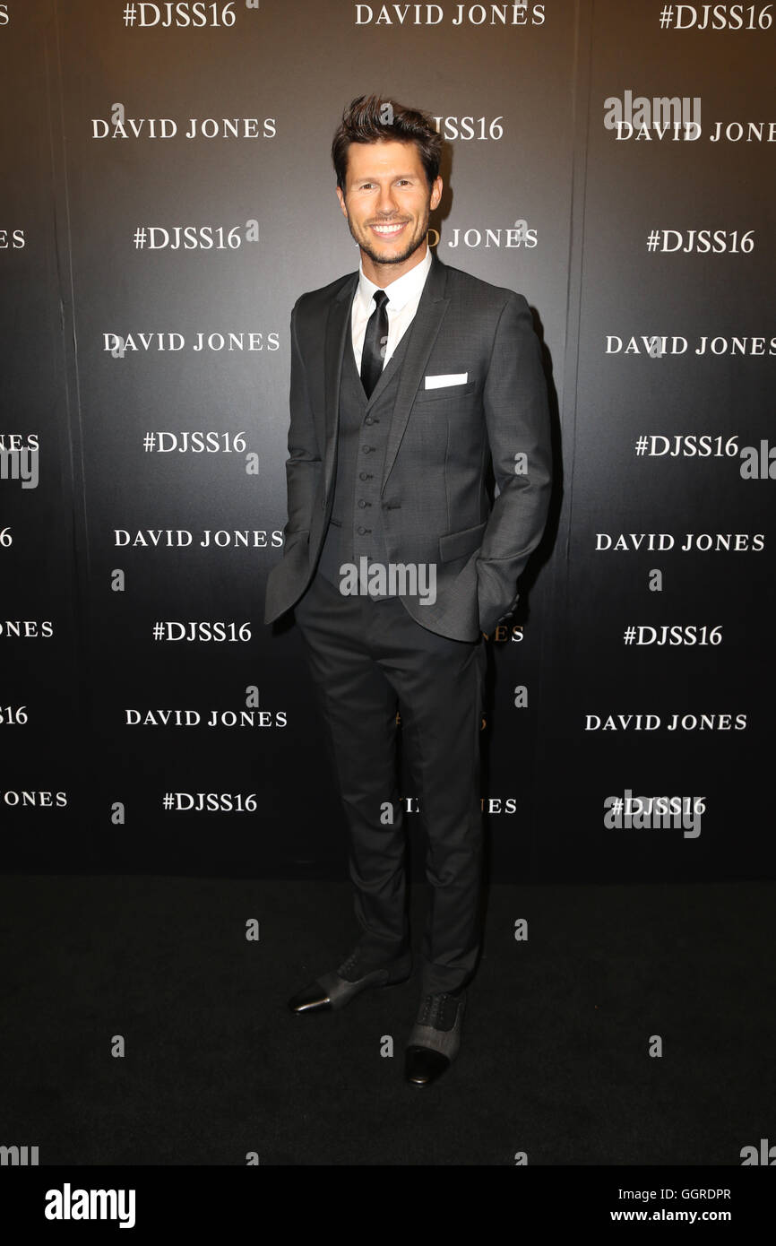 David Jones Spring Summer 2016 collections launch - celebrities arrive on the red (black) carpet - model Jason Dundas. Stock Photo