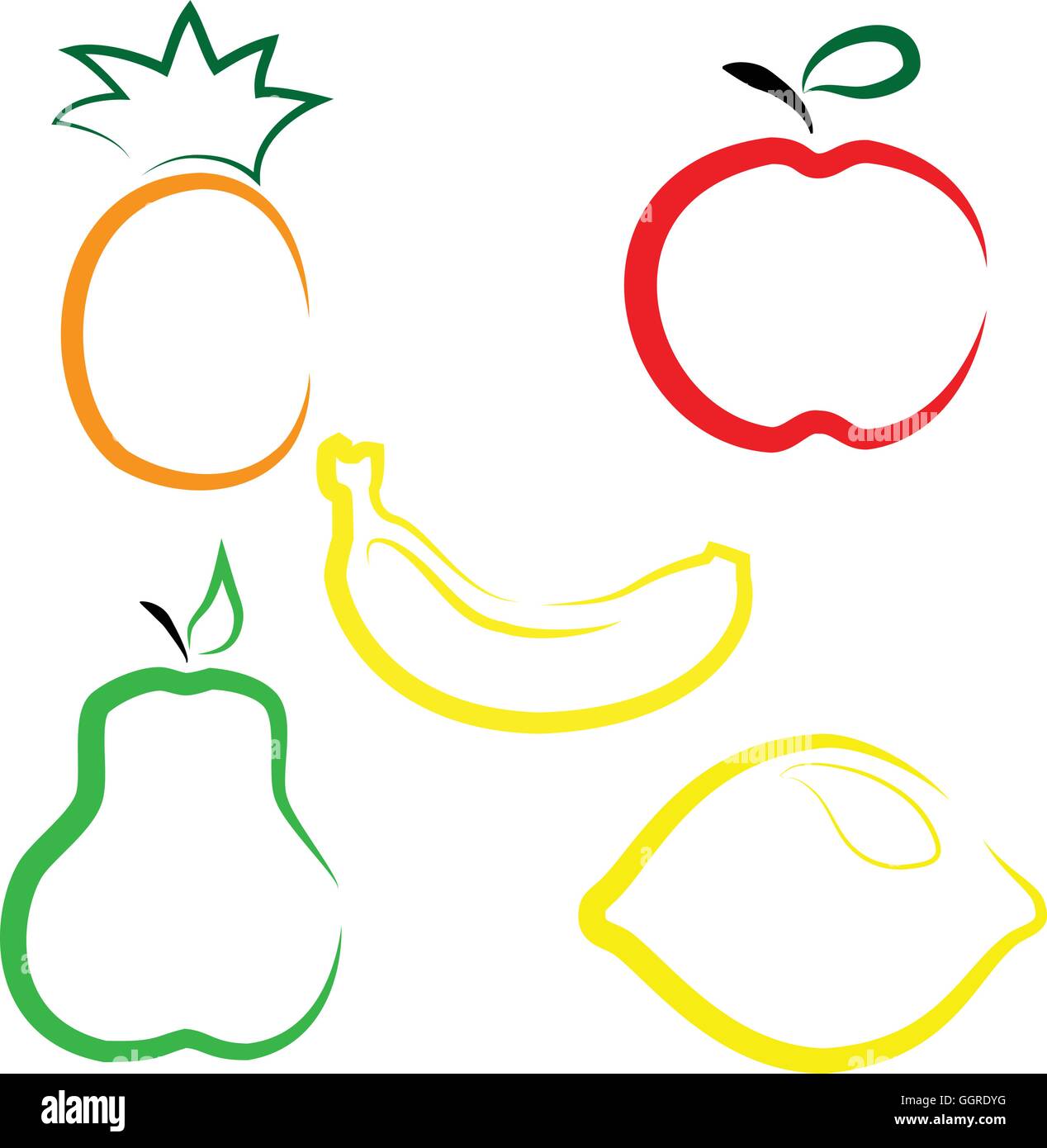 Flat vector set of fruits Stock Vector Image & Art - Alamy
