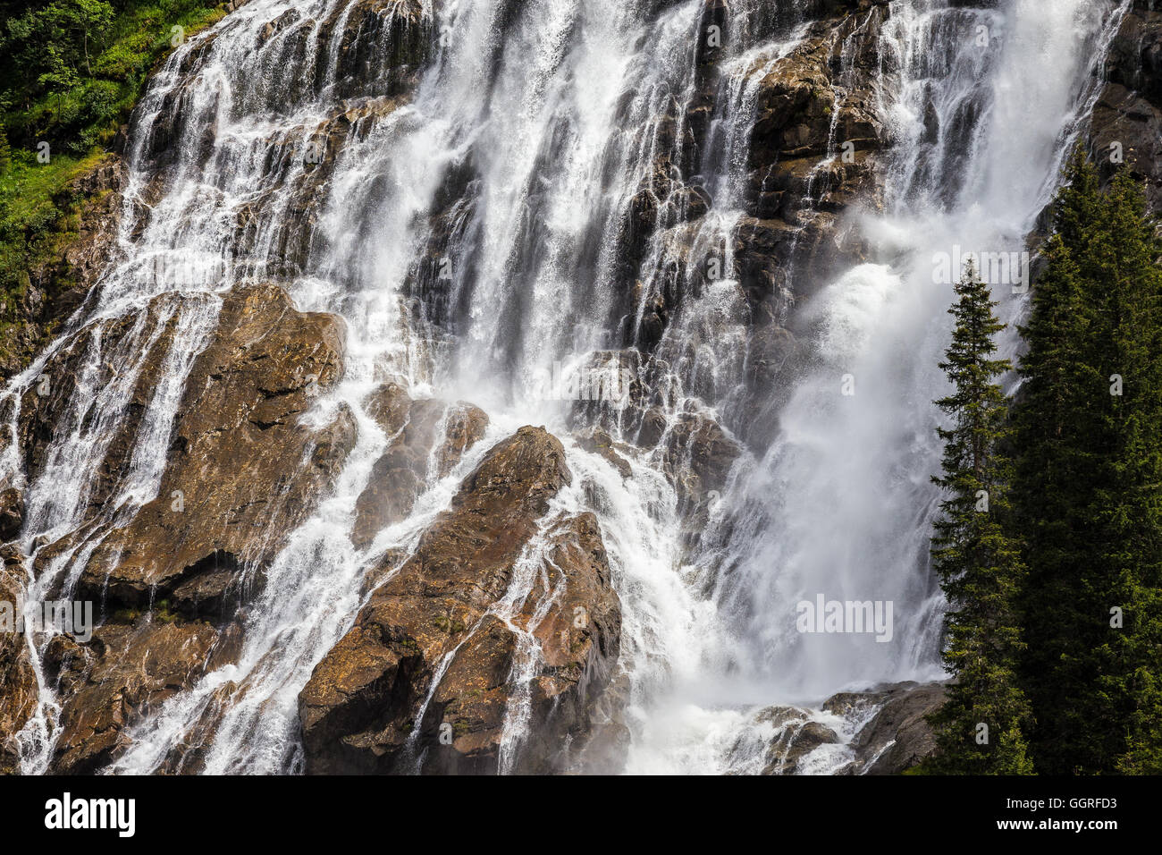 Grawa wasserfall.  Grawa waterfall. Stubaier Alpen. Stock Photo