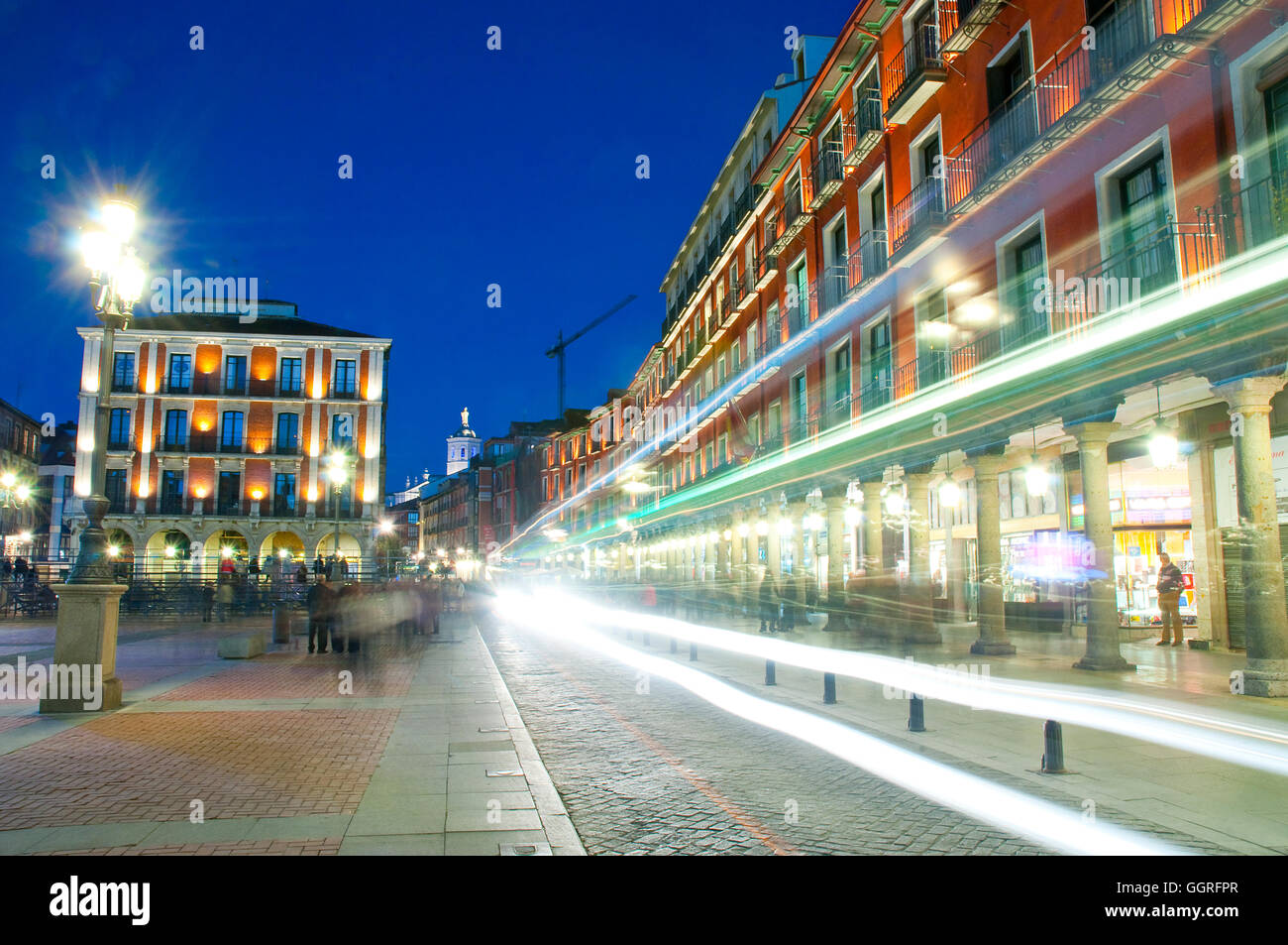 Main Square at night. Valladolid, Castilla Leon, Spain. Stock Photo