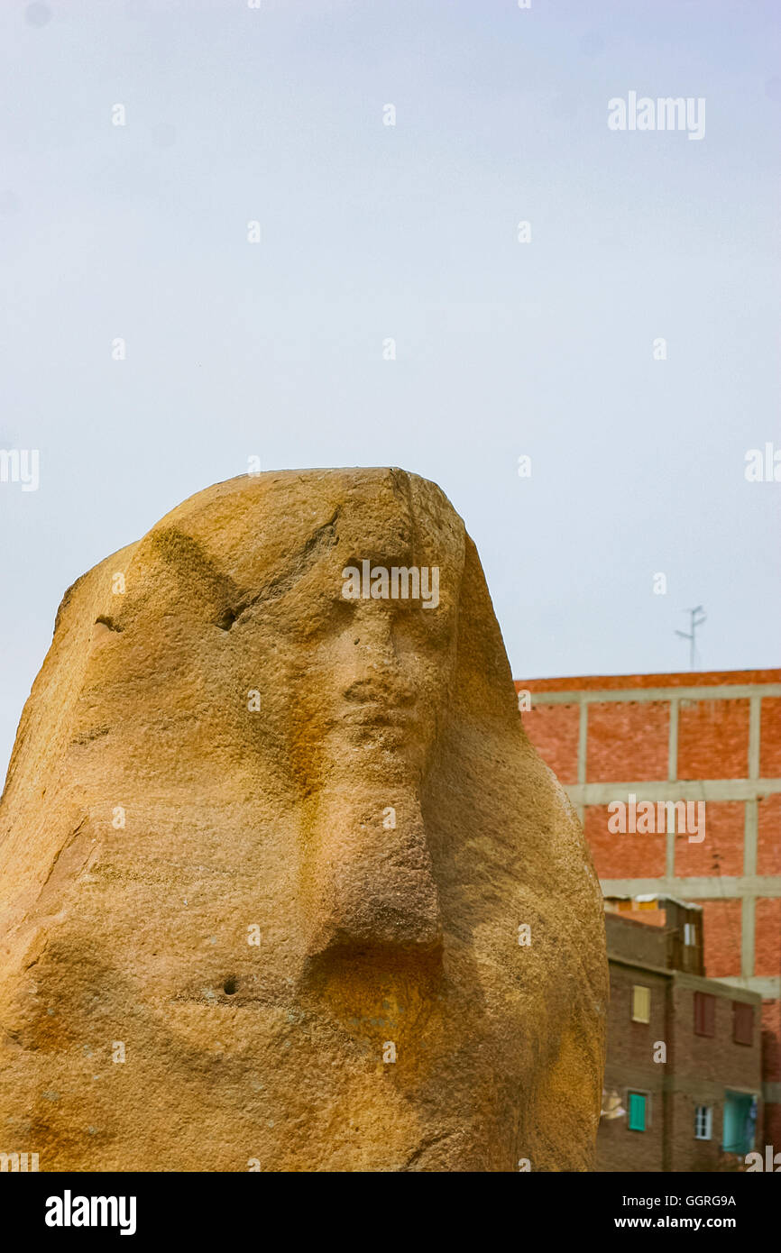 Egypt, Cairo, Heliopolis, a zone prepared to be an open air museum in the future. Unfinished colossus of Ramses II. Stock Photo