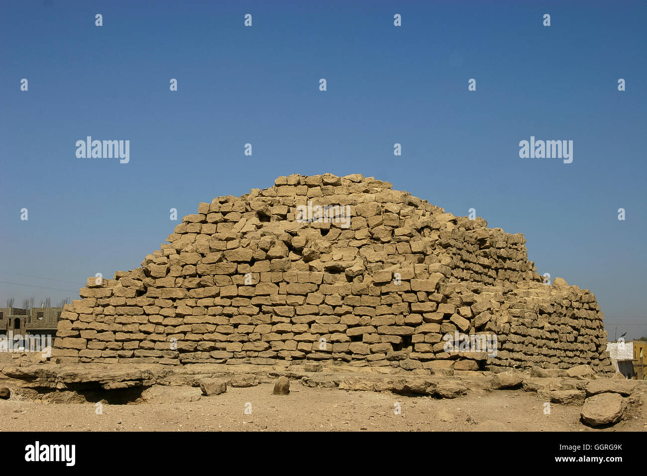 Upper Egypt, El Kola near Hierakonpolis, provincial step pyramid, maybe built by pharao Houni, third dynasty. Stock Photo