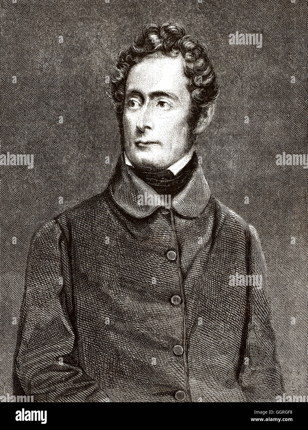 Alphonse Marie Louis Prat de Lamartine, 1790-1869, a French poet, writer and politician Stock Photo