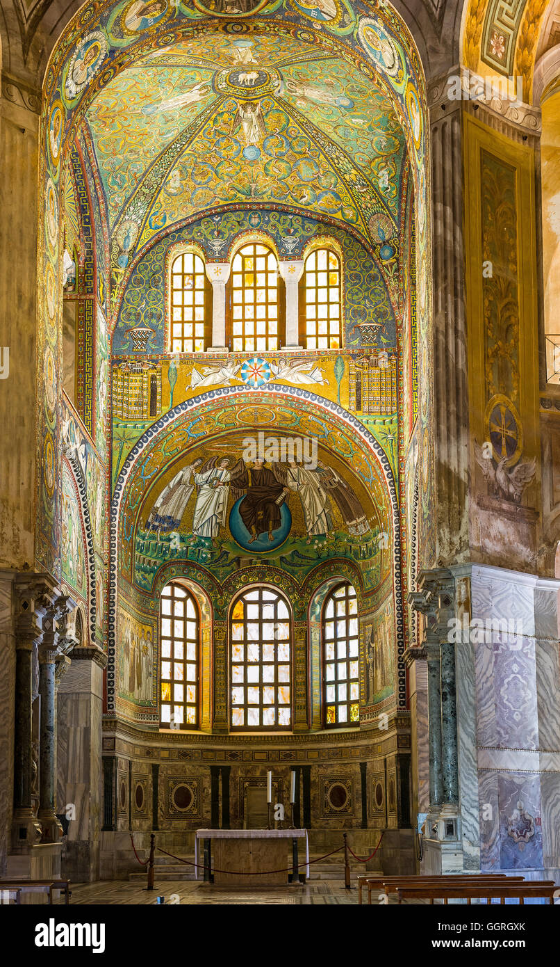Chancel of the Basilica of San Vitale in Ravenna, Emilia-Romagna. Italy. Stock Photo