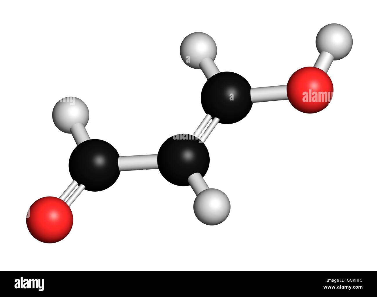 Malondialdehyde (MDA, enol form) molecule. Marker of oxidative stress