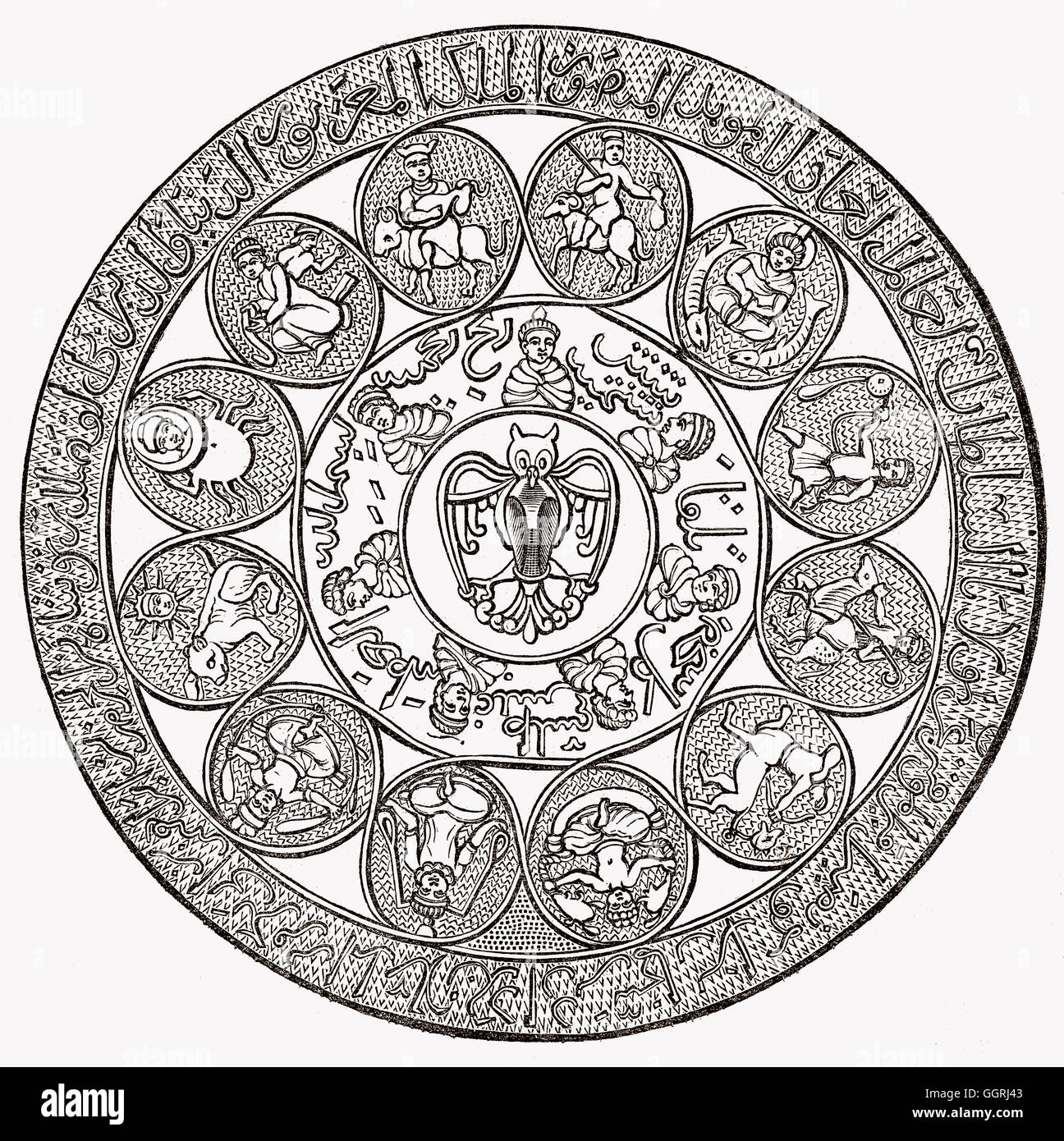 Chinese zodiac, on the reverse side of a  Magic Mirror Stock Photo