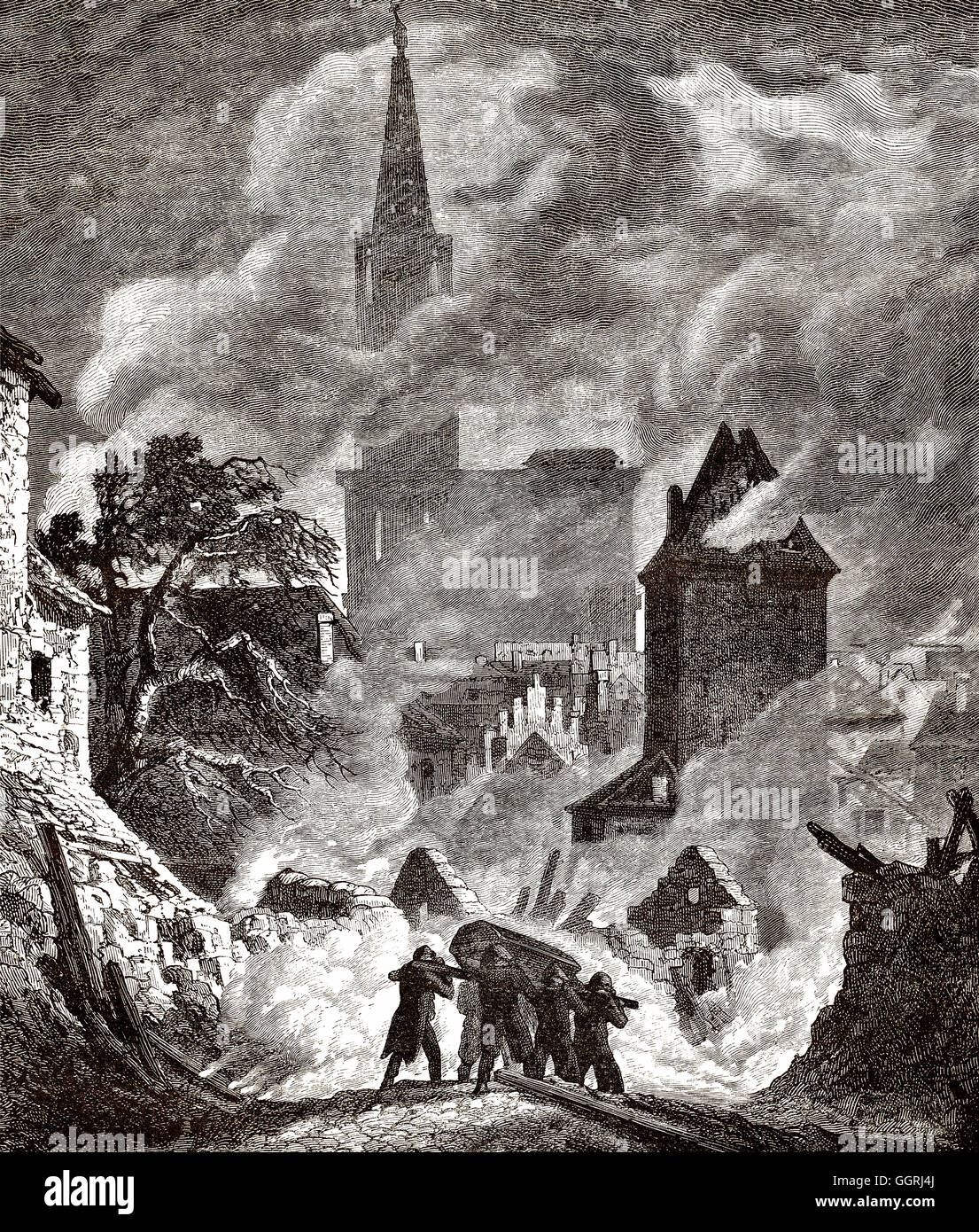 The siege and bombardment of Strasbourg, 1870 Stock Photo