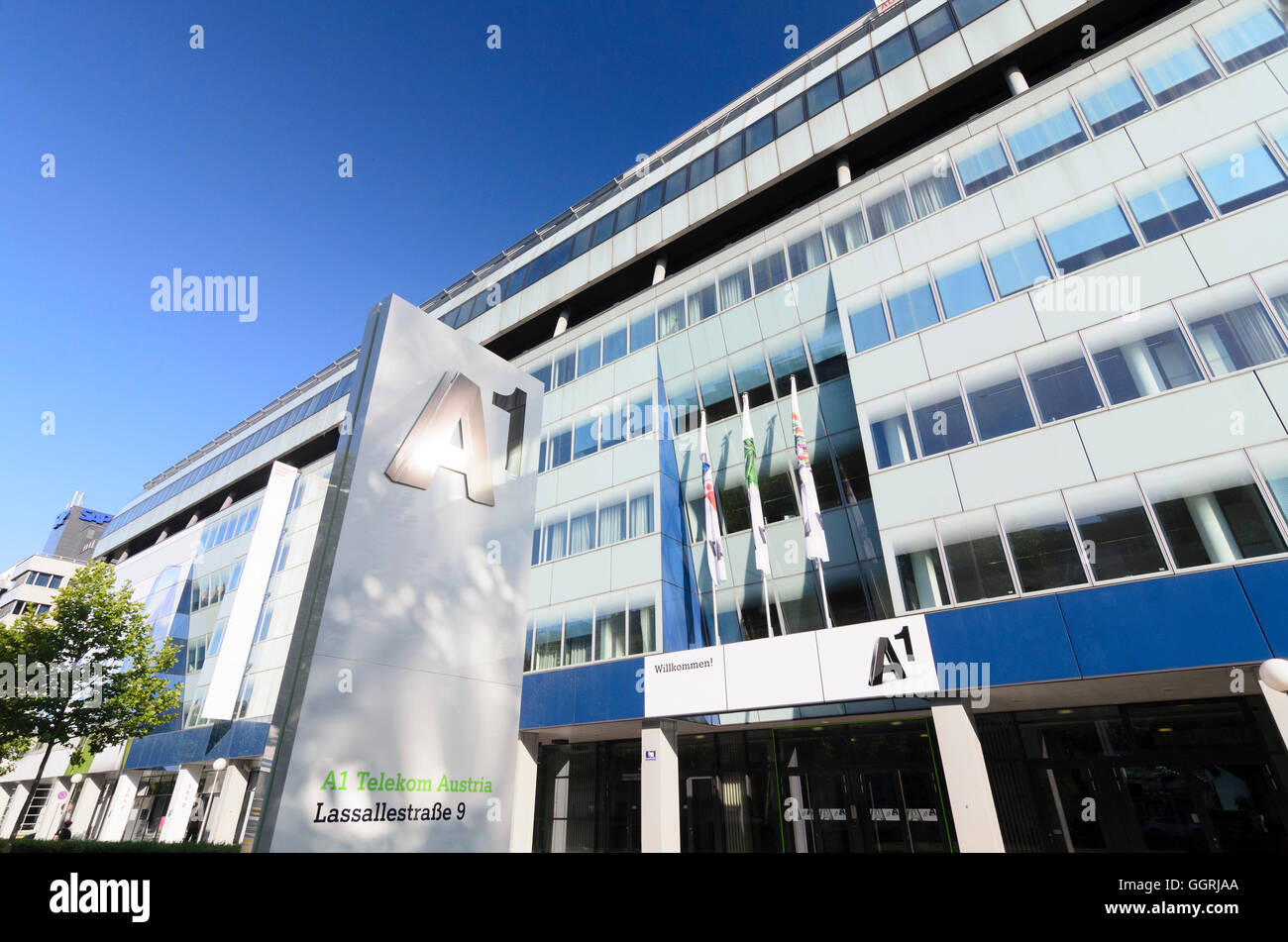 Wien, Vienna: Headquarters of A1 Telekom Austria AG in Lassallestraße 9, Austria, Wien, 02. Stock Photo