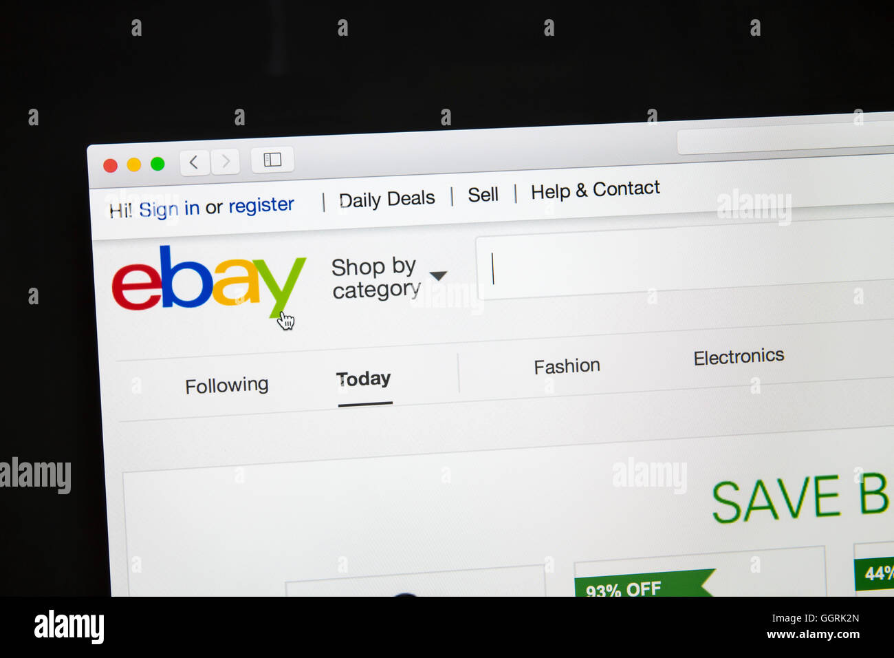 Ebay website under a magnifying glass  eBay is an american multinational corporation and e-commerce company Stock Photo