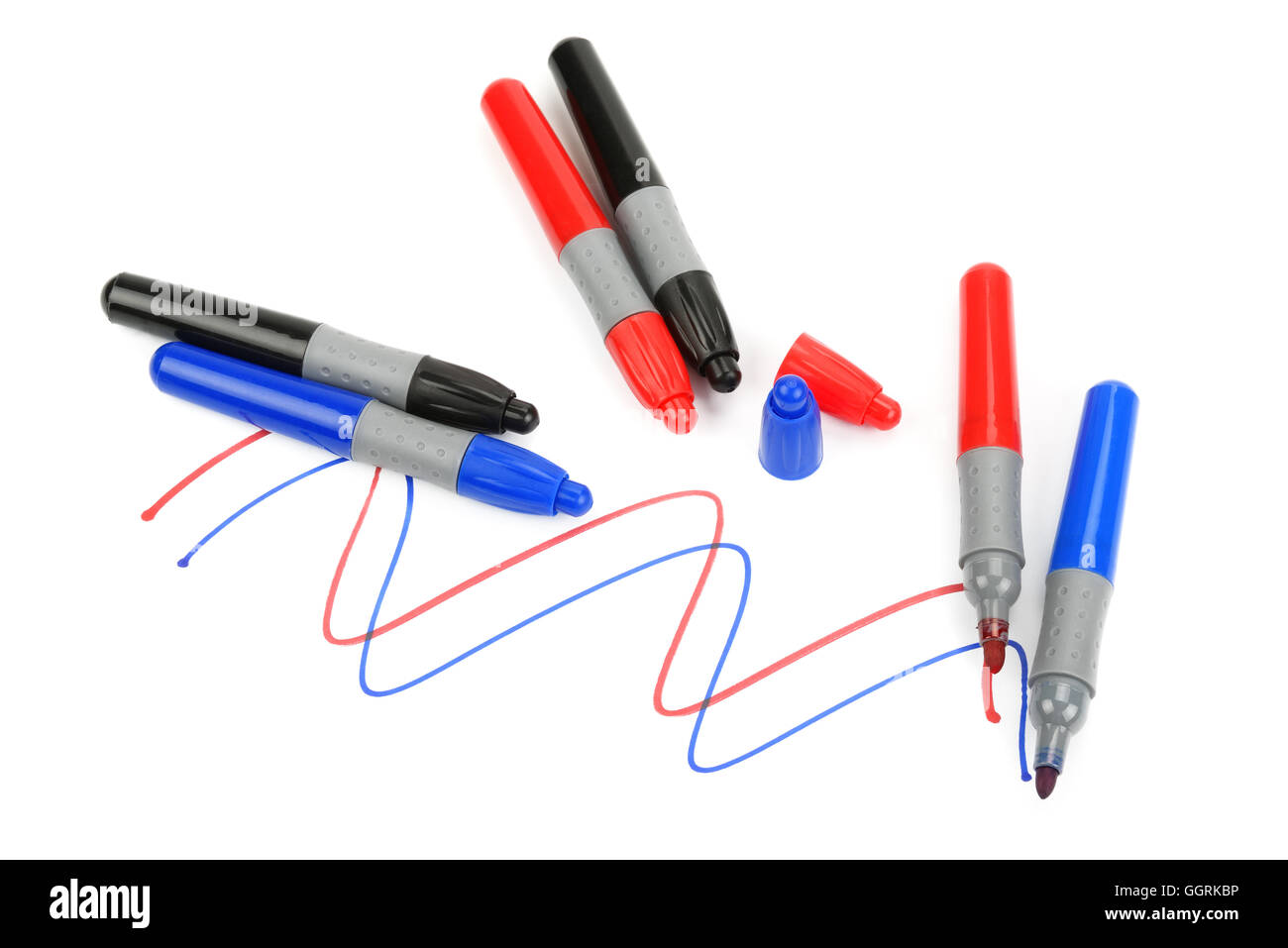 set of colored markers on white background Stock Photo Alamy